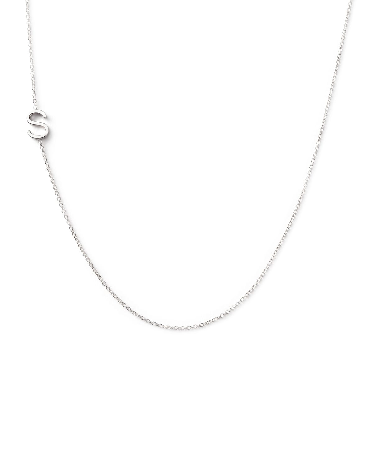 Maya Brenner Designs 14k White Gold Mini Letter Necklace In S