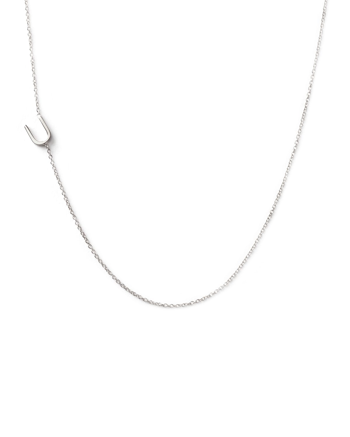 Maya Brenner Designs 14k White Gold Mini Letter Necklace In U