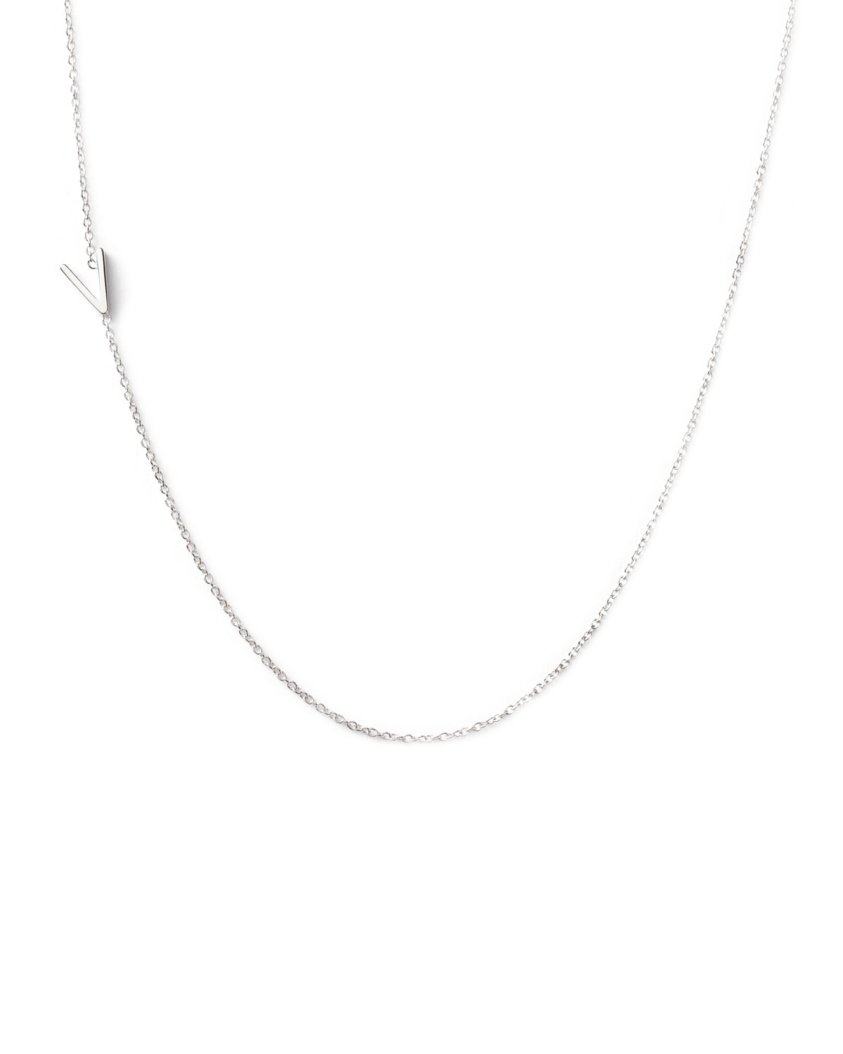 Maya Brenner Designs 14k White Gold Mini Letter Necklace In V