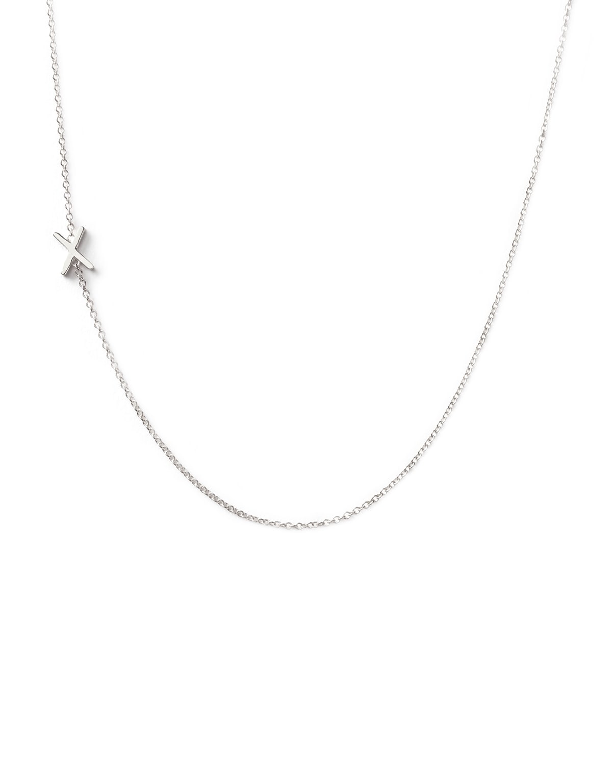 Maya Brenner Designs 14k White Gold Mini Letter Necklace In X