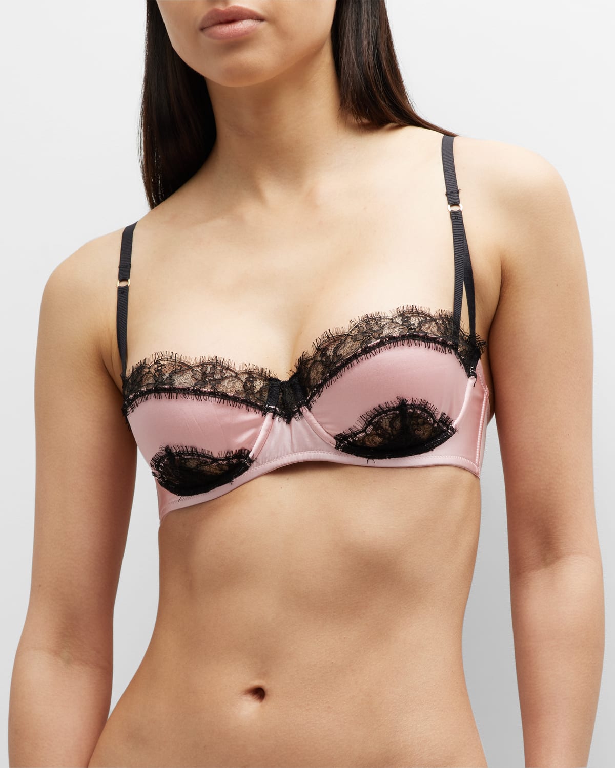 Kiki De Montparnasse Sensuel Lace-trim Underwire Balconette Bra In Rose