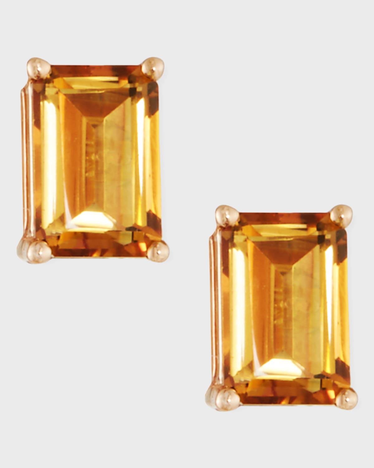 14k Rose Gold Emerald-Cut Stud Earrings