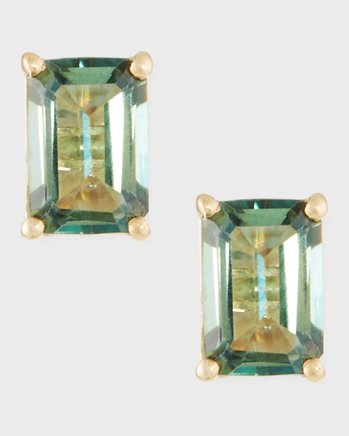 14k Gold Emerald-Cut Stud Earrings
