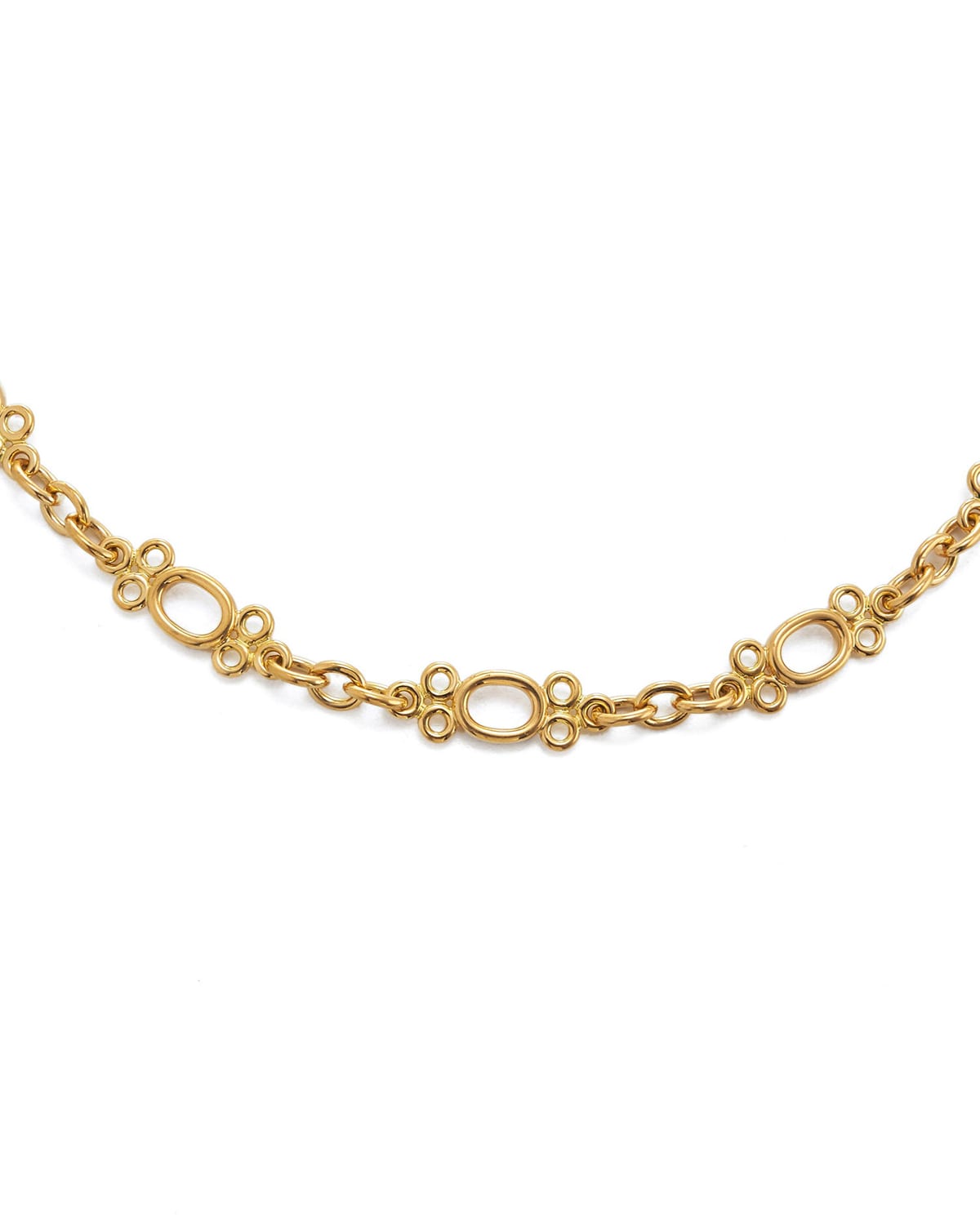 18k Gold Oval & Round Chain Necklace