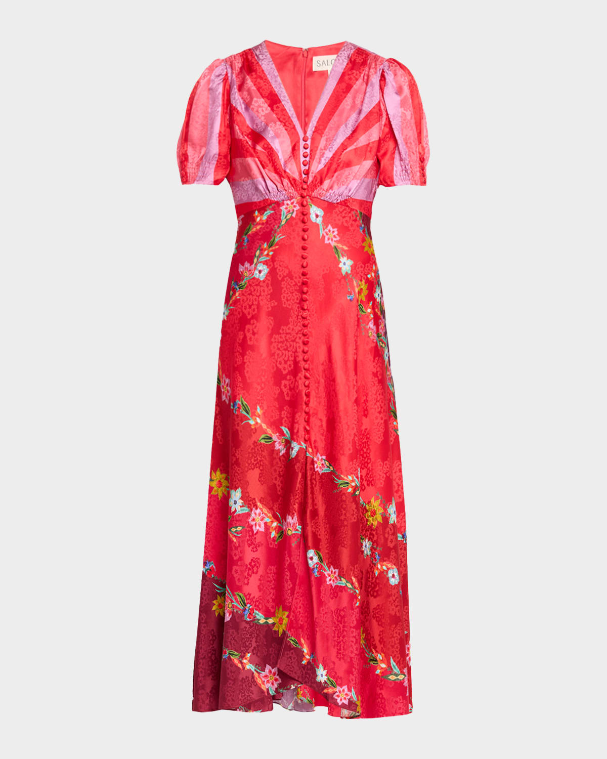 Saloni Lea Printed Long Dress In Multi