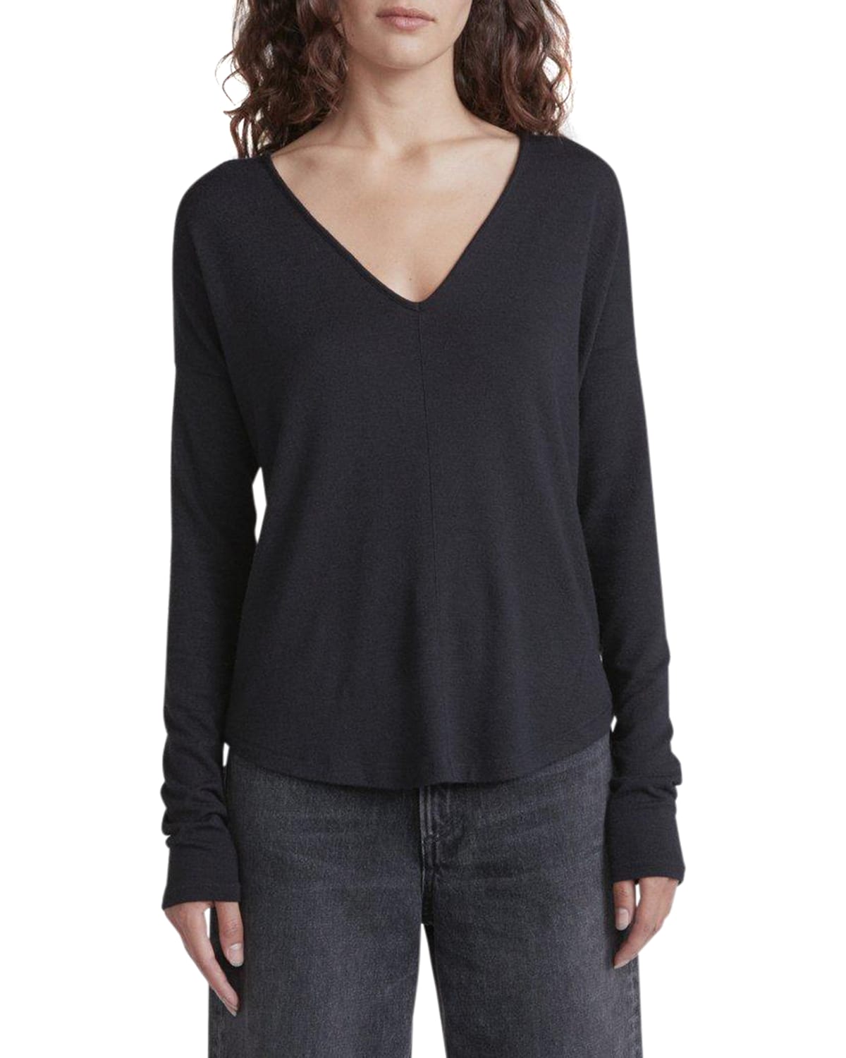 Rag & Bone Hudson Signature Jersey V-neck Tee In Black