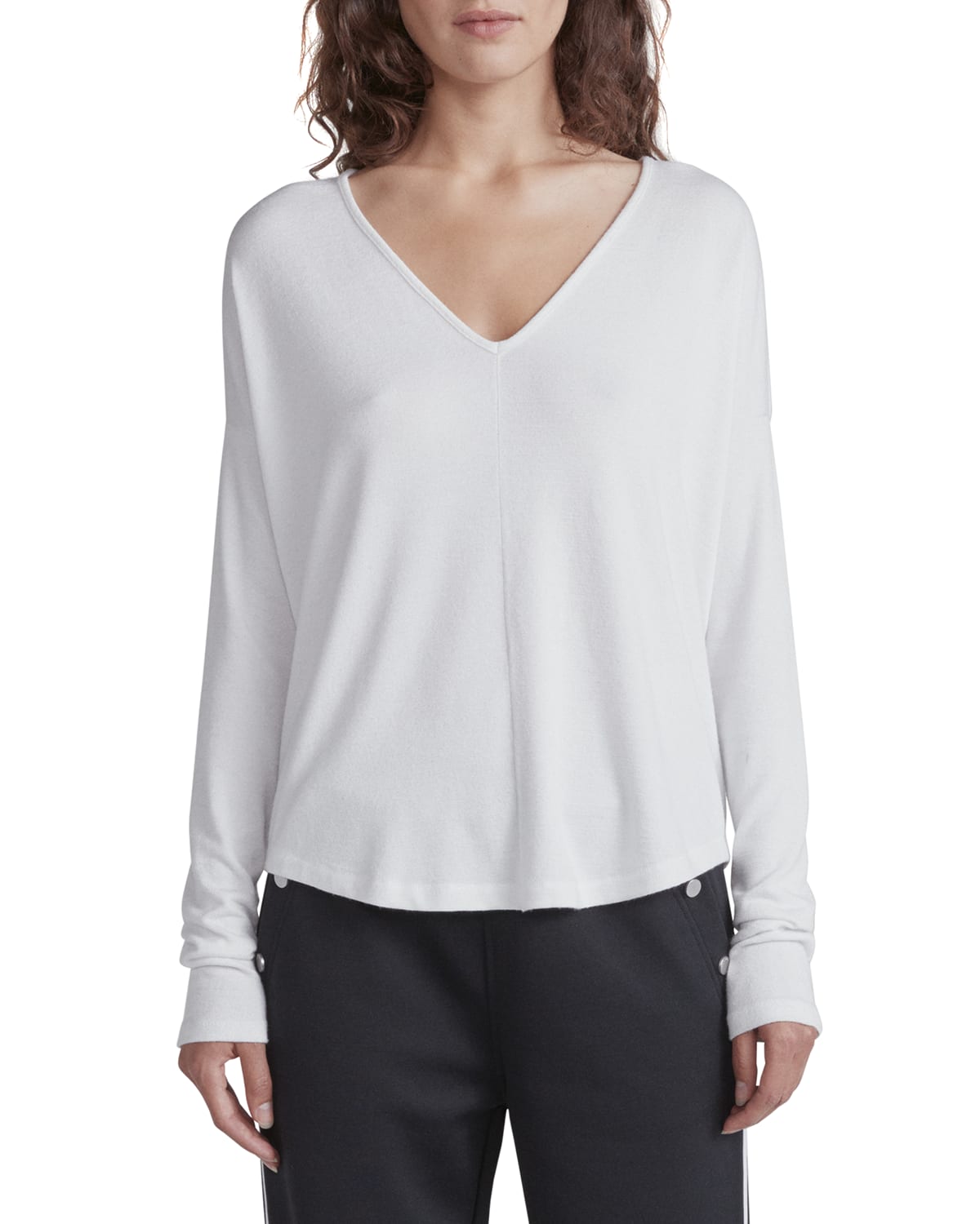 Rag & Bone Hudson Signature Jersey V-neck Tee In White