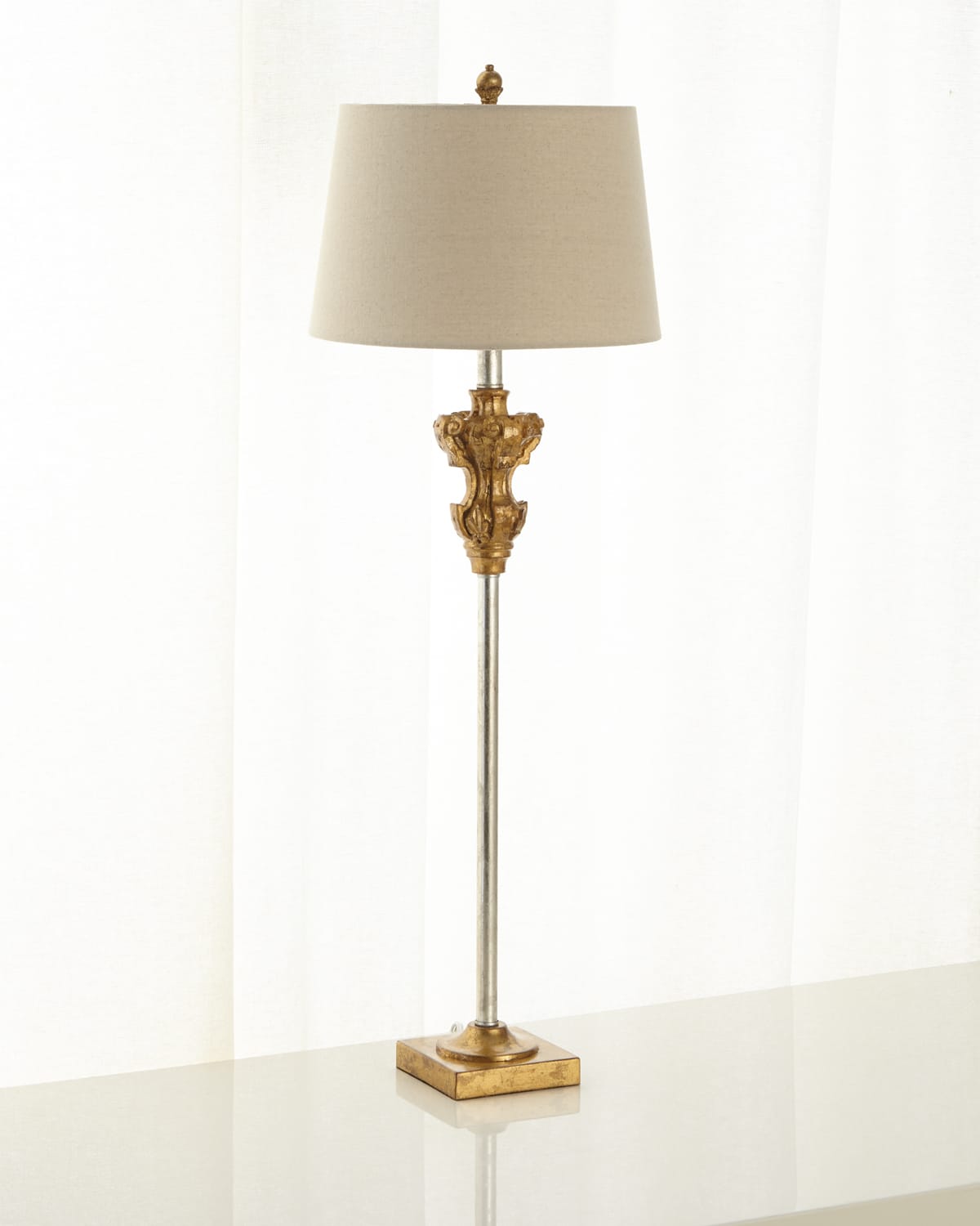 Old World Design Grace Antiqued Buffet Lamp In Gray/yellow