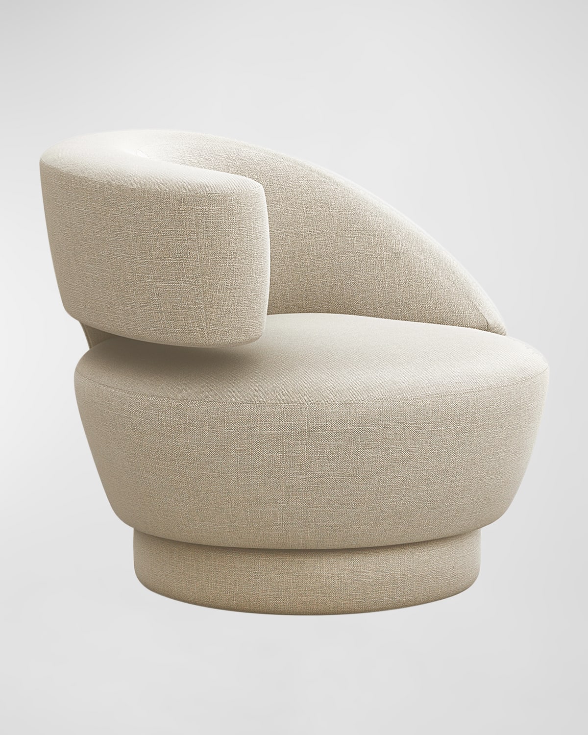 Interlude Home Arabella Left-arm Swivel Chair In Faux Linen / Ecru