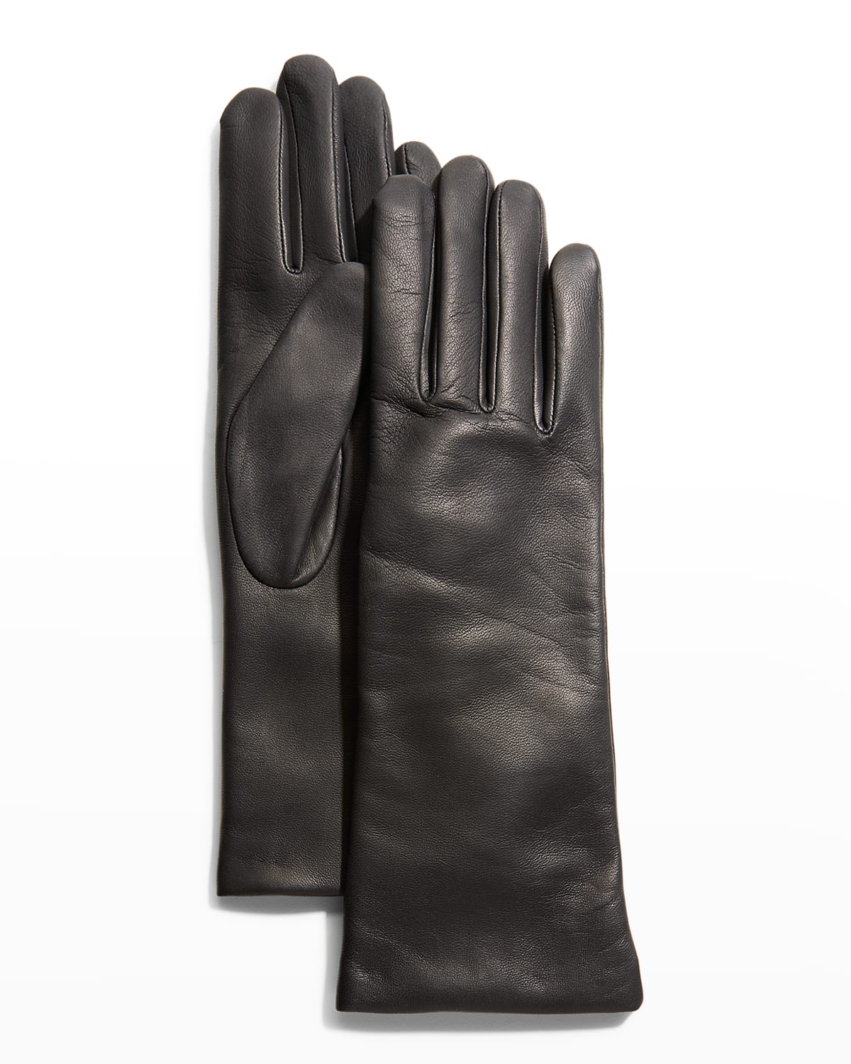 Agnelle Classic Lambskin Leather Gloves In Gray