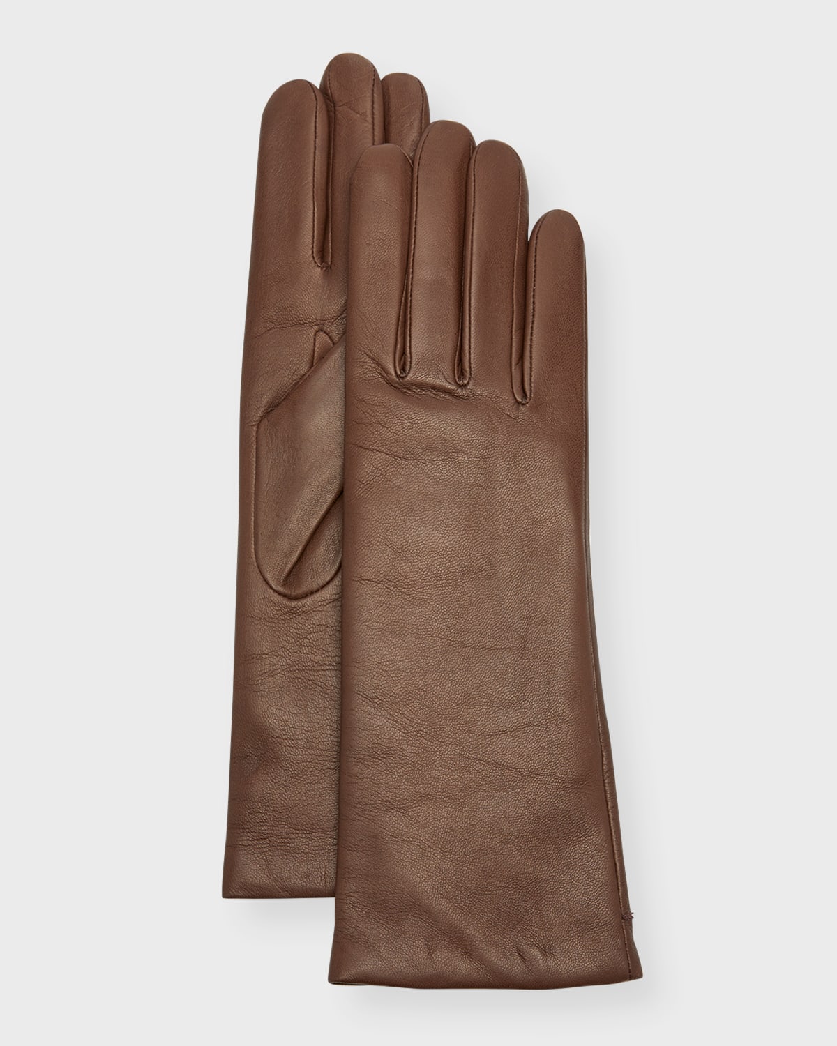 Agnelle Classic Leather Gloves In Fauve