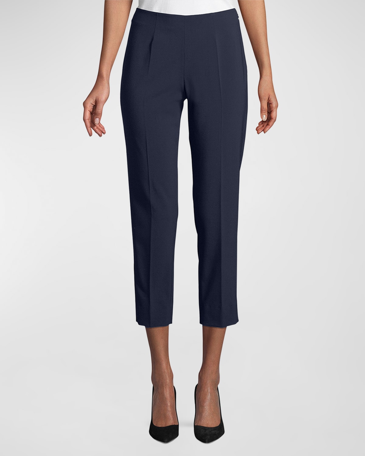 Piazza Sempione Audrey Straight-leg Stretch-wool Cropped Pants In Black