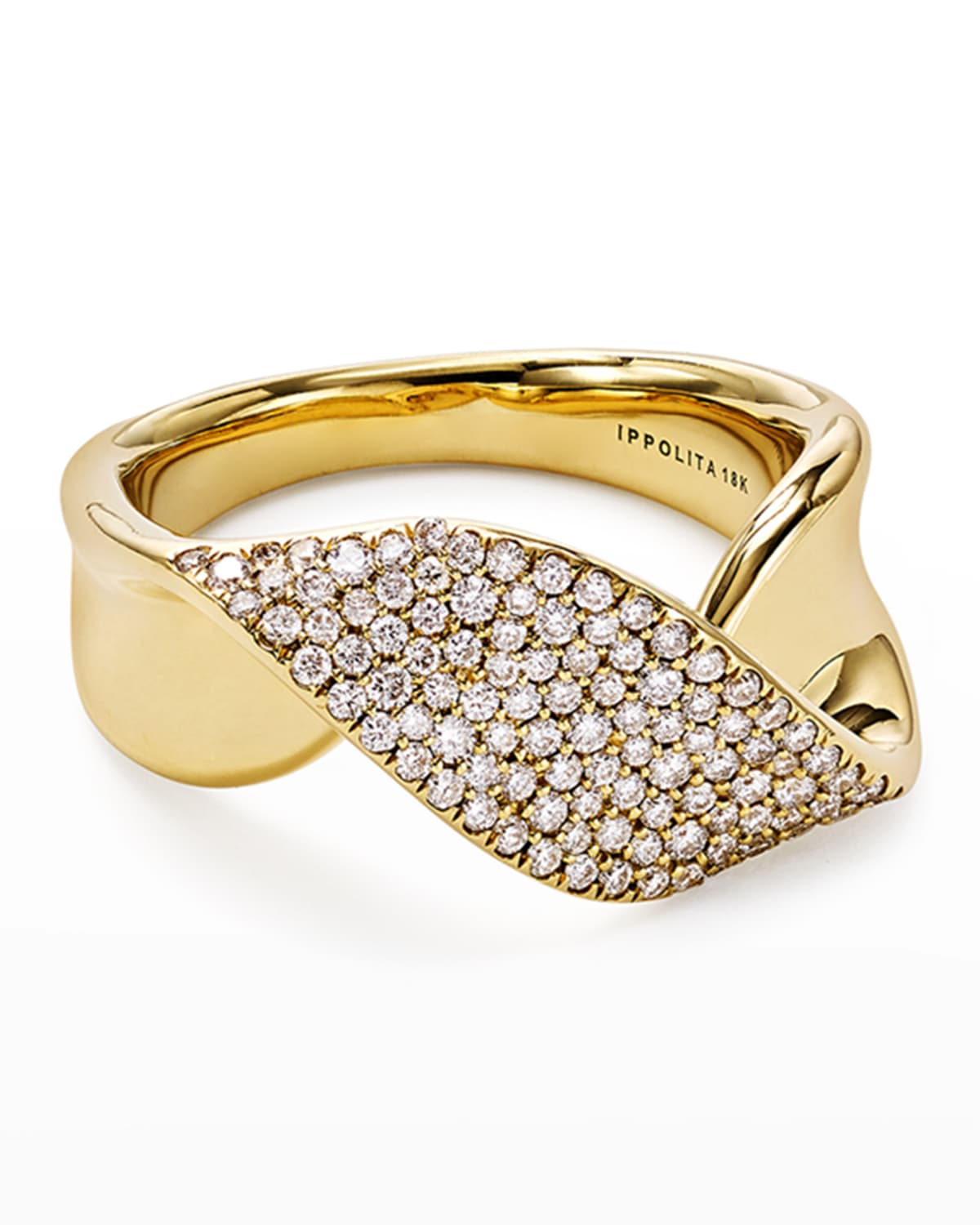 IPPOLITA 18K GOLD STARDUST TWIST RIBBON RING W/ DIAMONDS