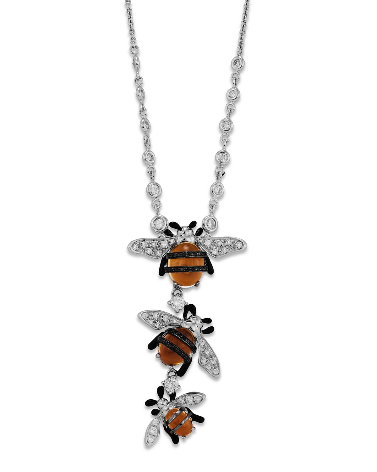 Bumble Bee Pendant Necklace with Citrine and Diamonds