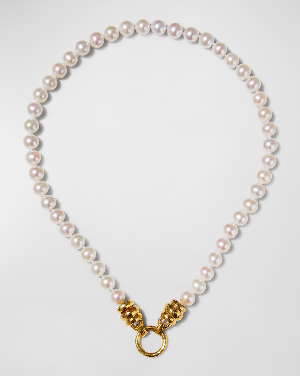 Elizabeth Locke Pearl-Strand Martin-Clasp Necklace