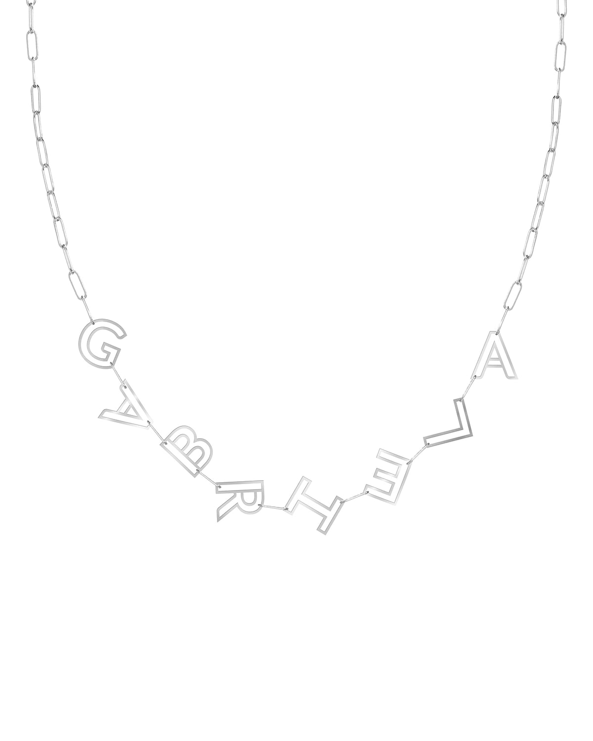 K Kane 14k Gold Chain Letter Necklace, 8 Letters In Silver