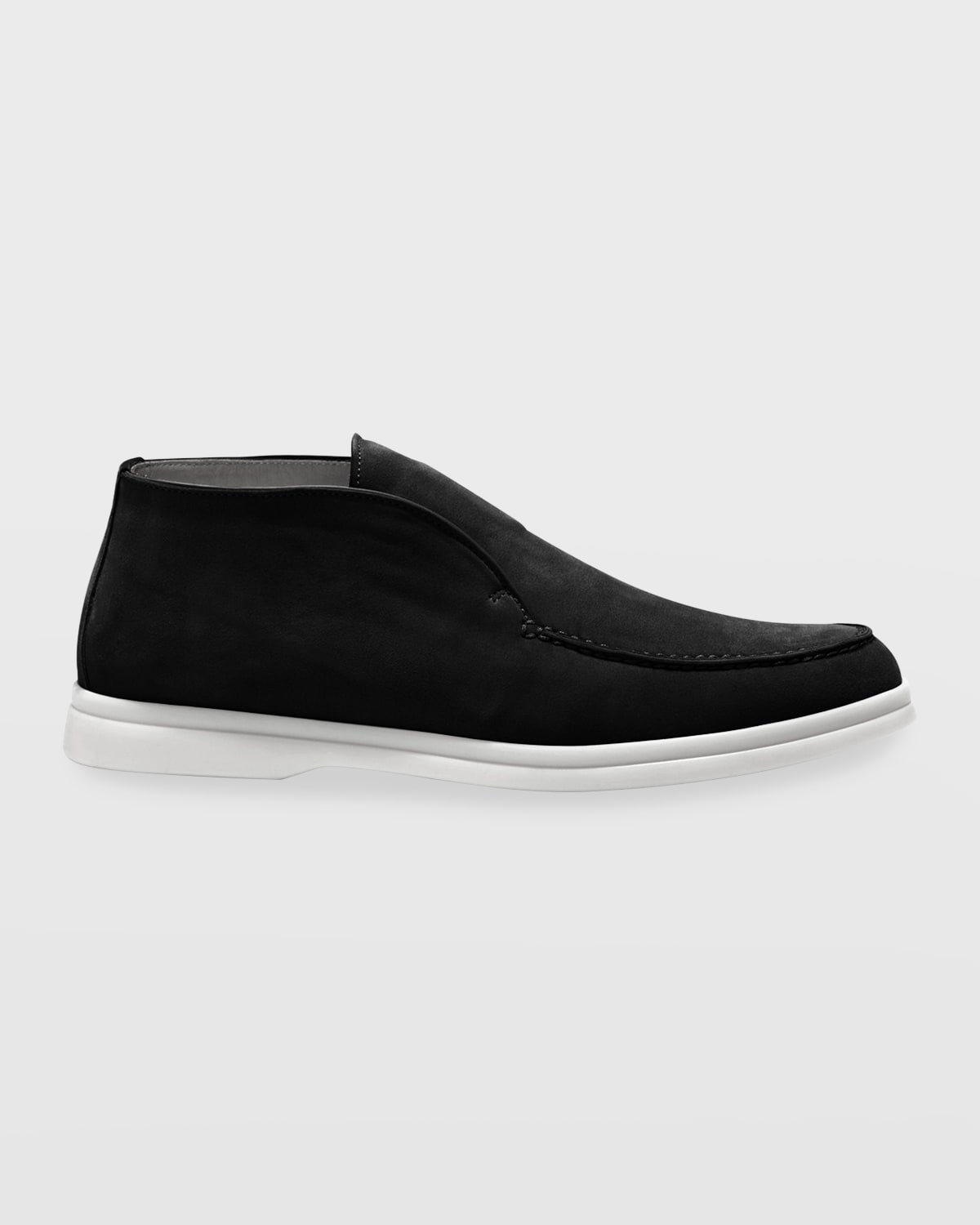 Loro Piana Open Walk Suede Booties In Caviar