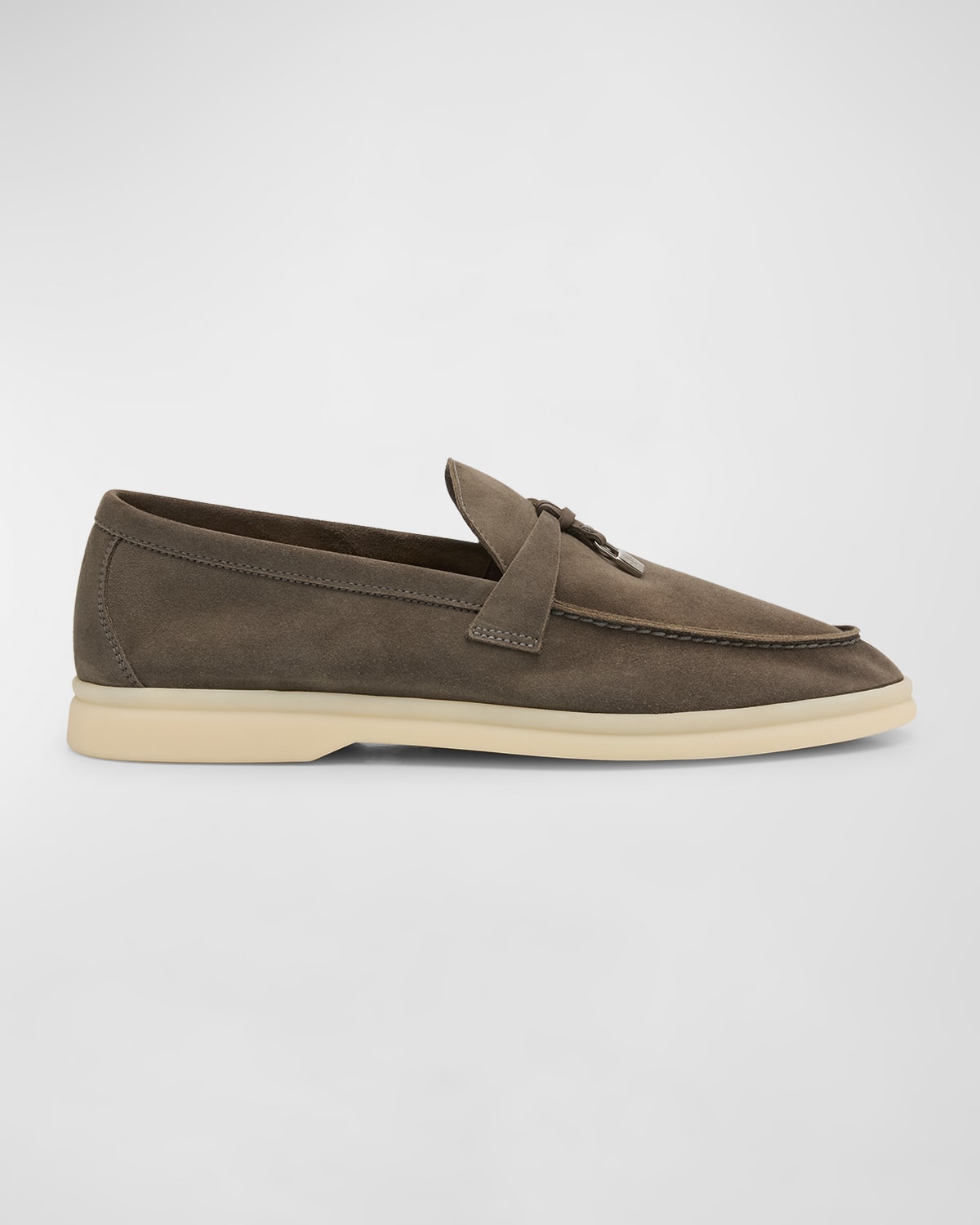 Shop Loro Piana Summer Charms Walk Suede Loafers In Shade Grown