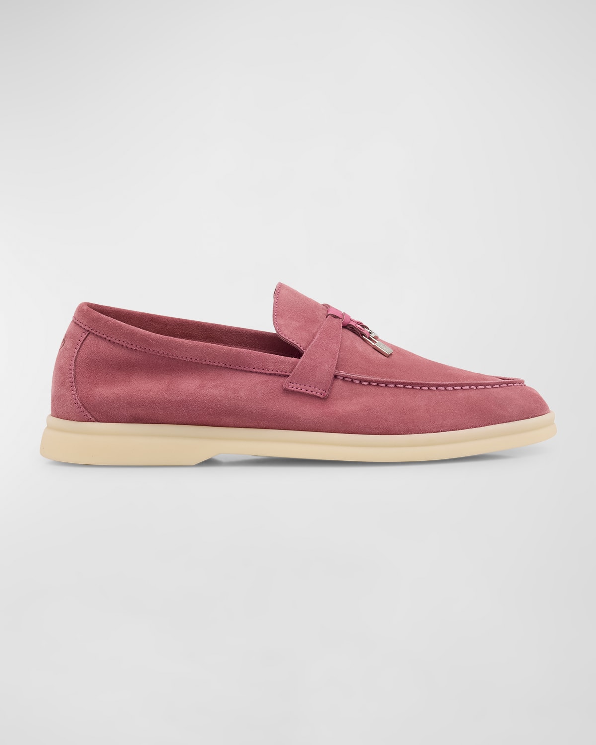 Loro Piana Summer Charms Walk Suede Loafers In Pink