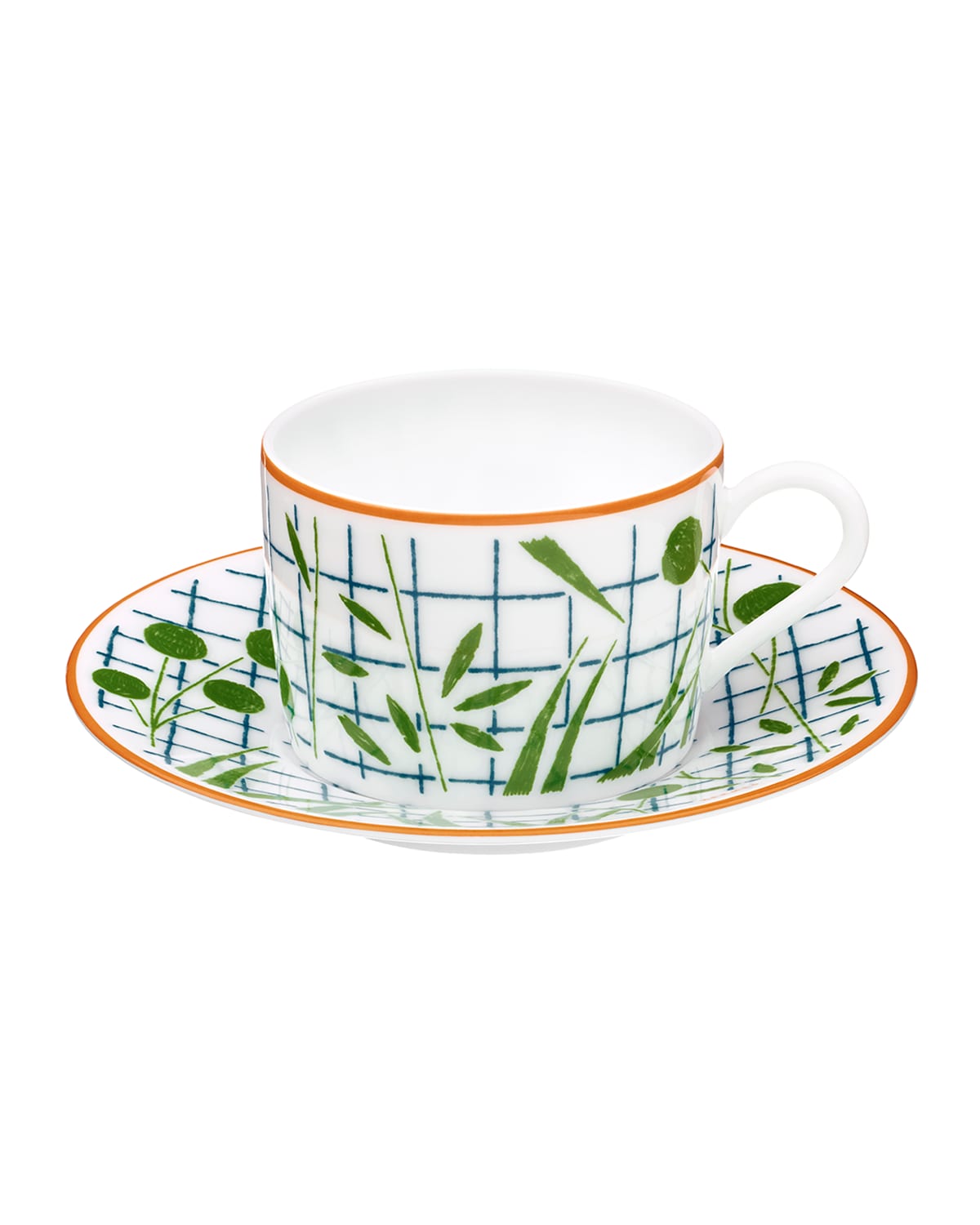 Herms A Walk In The Garden Teacup & Saucer Set In Green Pattern