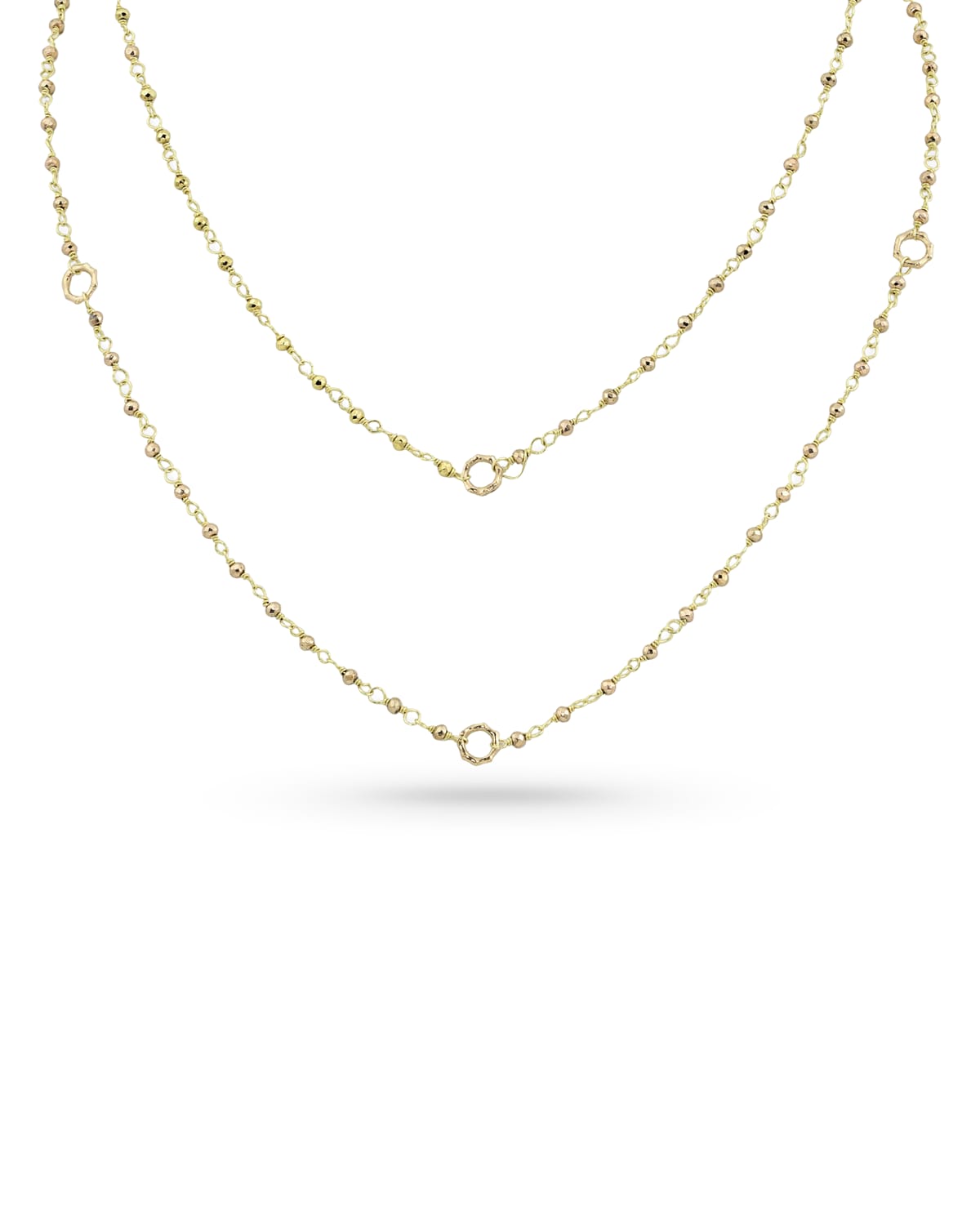 Dominique Cohen 18k Gold Yellow Pyrite & Bamboo Link Necklace, 42"L