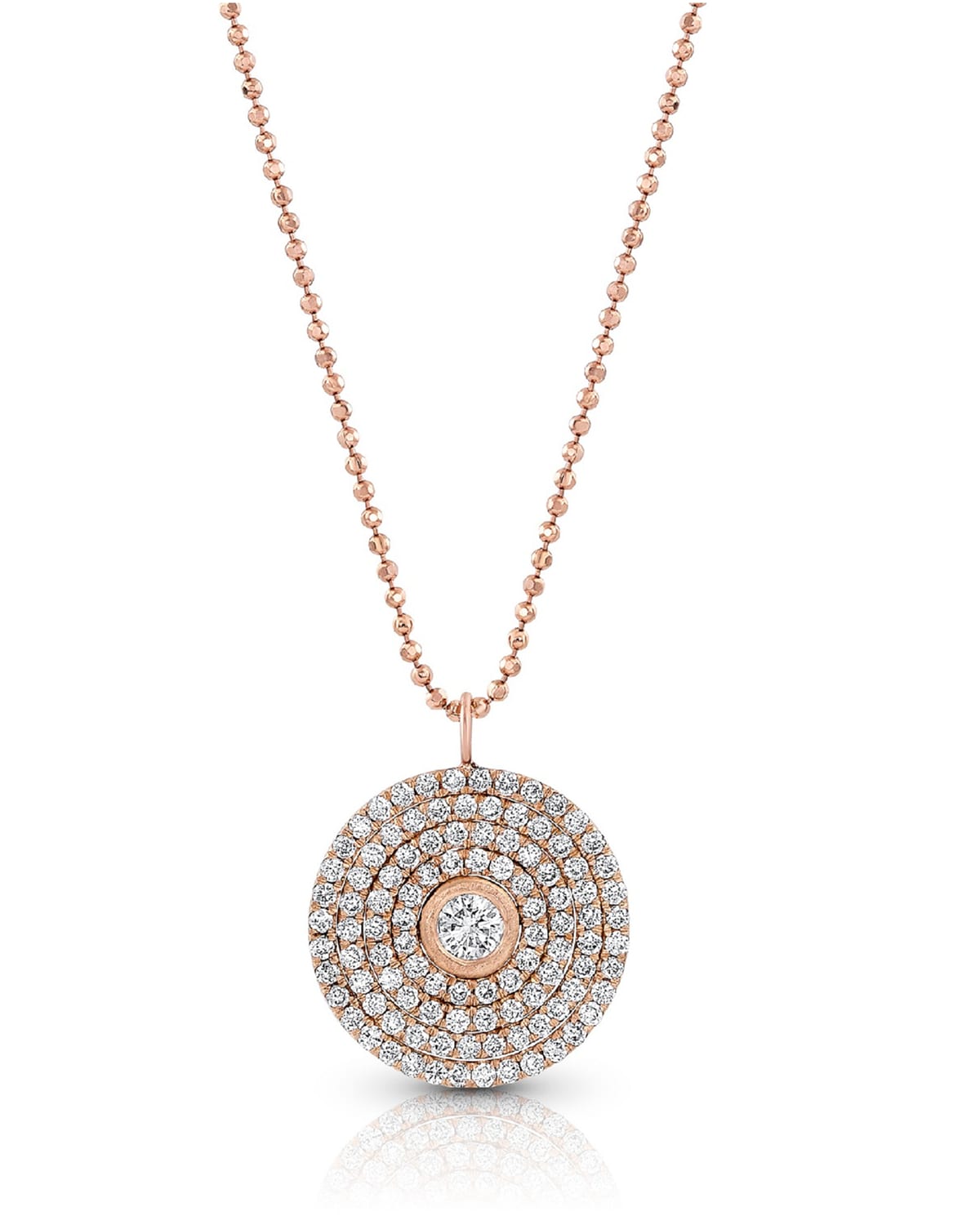 18k Rose Gold Mosaic Diamond Pendant Necklace (Large)