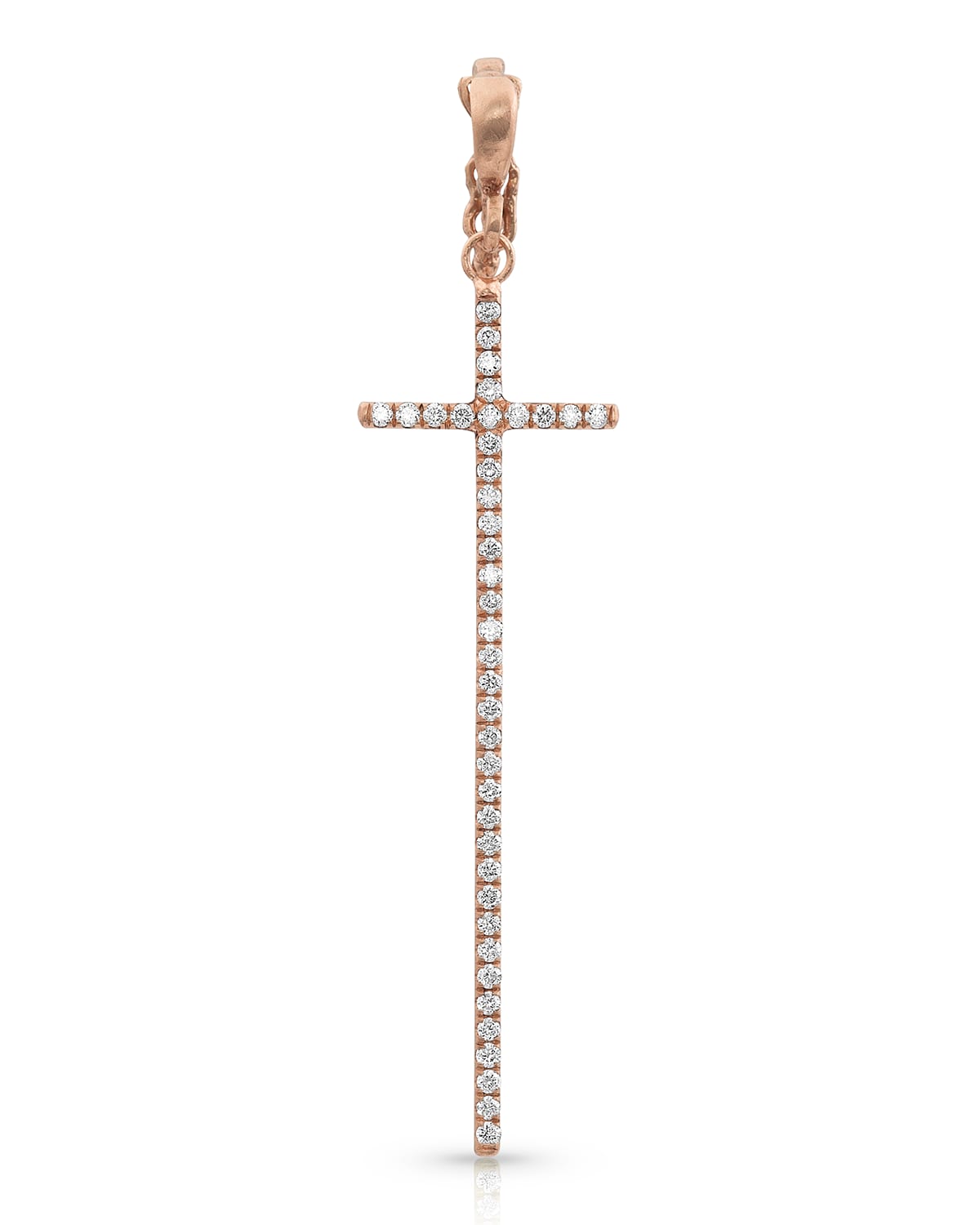 Dominique Cohen 18k Rose Gold Diamond Cross Pendant (Tall)