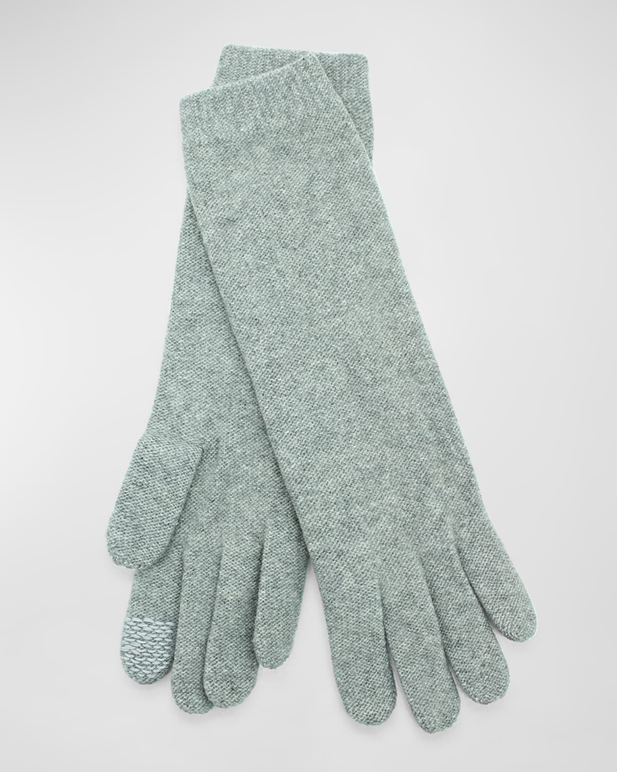 Portolano Long Cashmere Tech Gloves In Light Grey