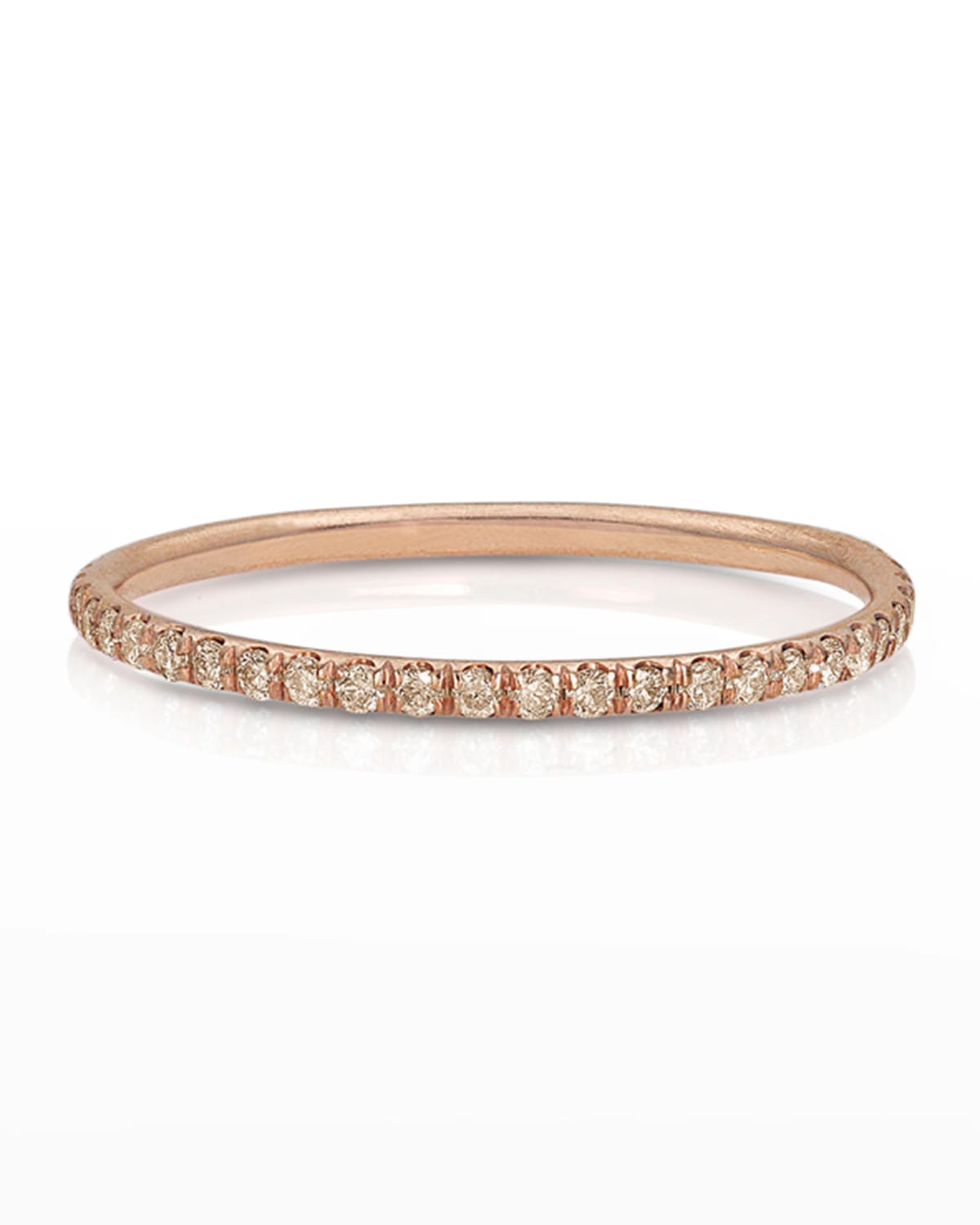 18k Rose Gold Champagne Diamond Delicate Stacking Ring, Size 7
