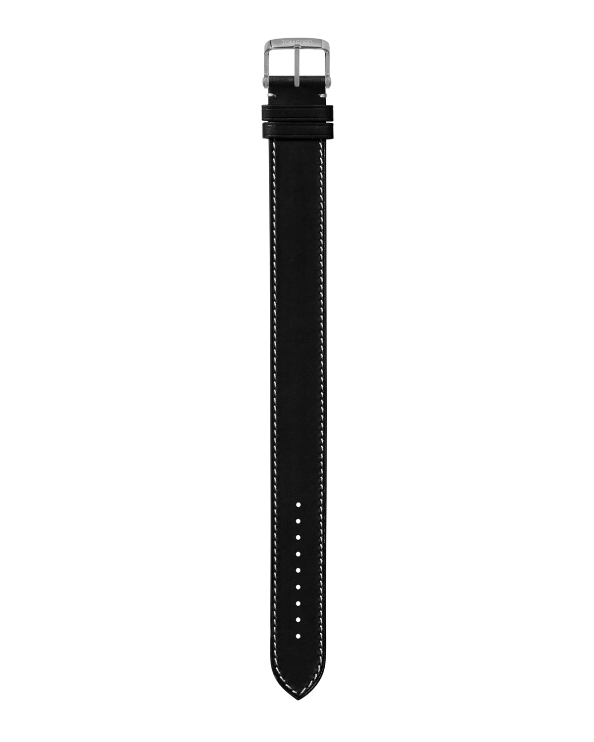 Tom Ford Large Calf Leather Strap With Ecru Stitching In Black