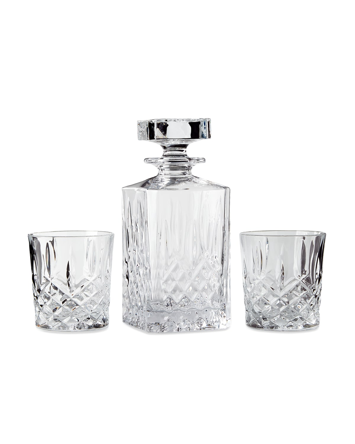Marquis By Waterford Markham Square Decanter & Two Double Old-fashioned Glasses