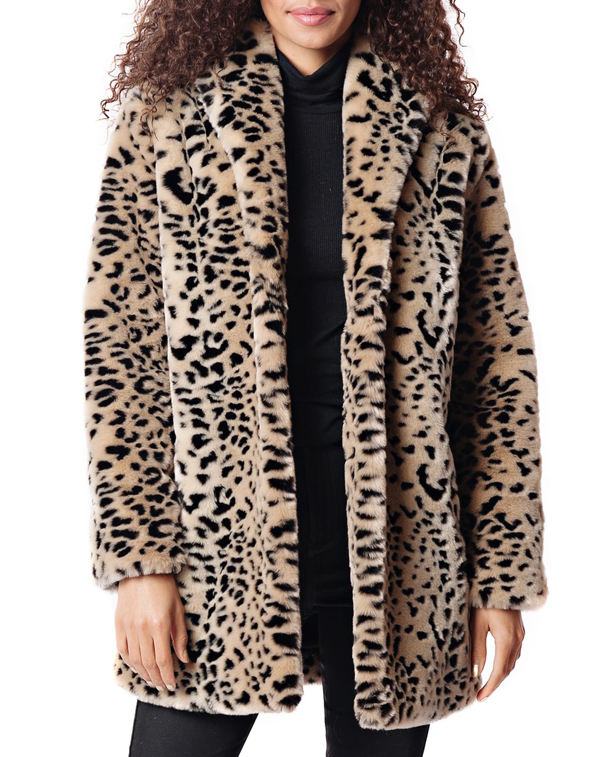 Fabulous Furs Leopard Faux Fur Shawl Jacket