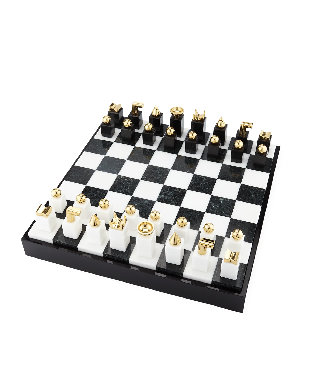 L'objet 24kt Gold Stone Chess Set In Black/white