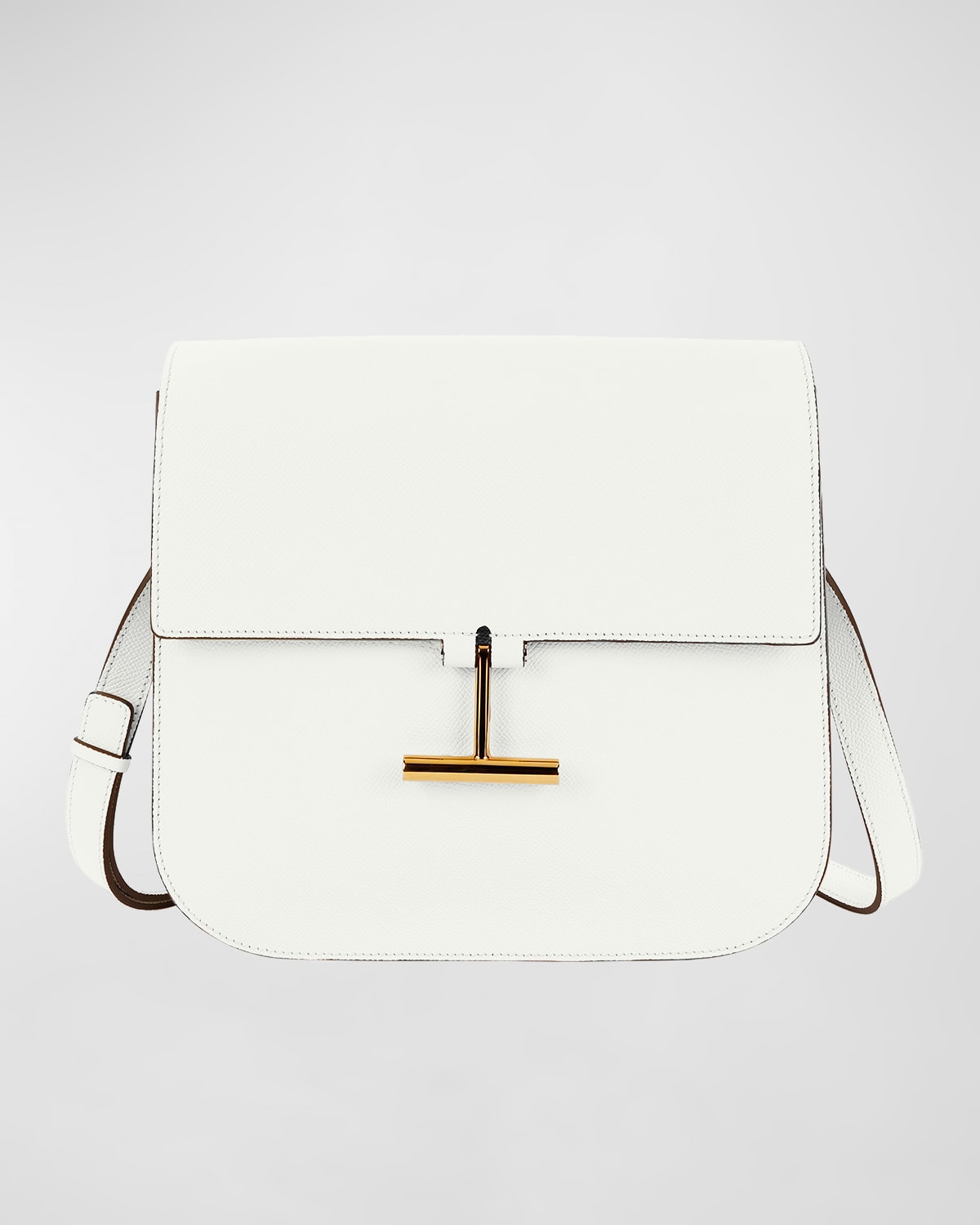 Tom Ford Tara Large Calf Grain Leather Shoulder Bag In Chalk