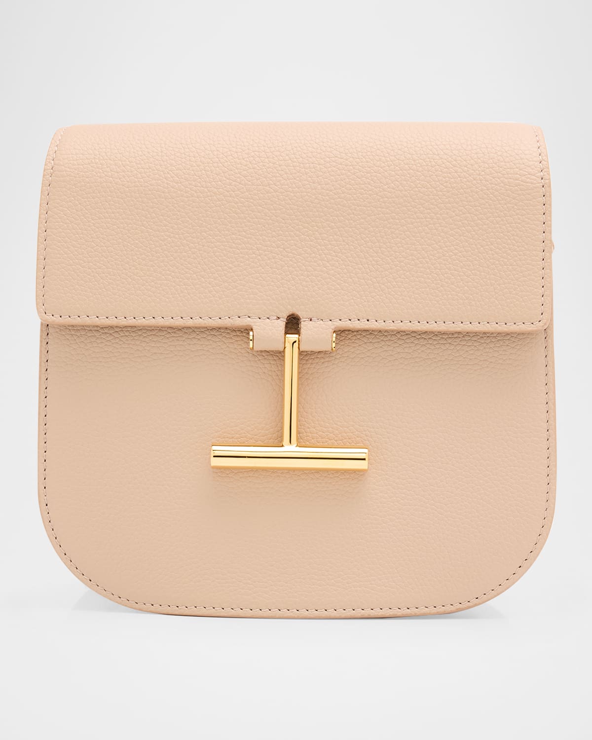 Tom Ford Tara Medium Crossbody In Grained Leather With Leather Strap In Light Beige
