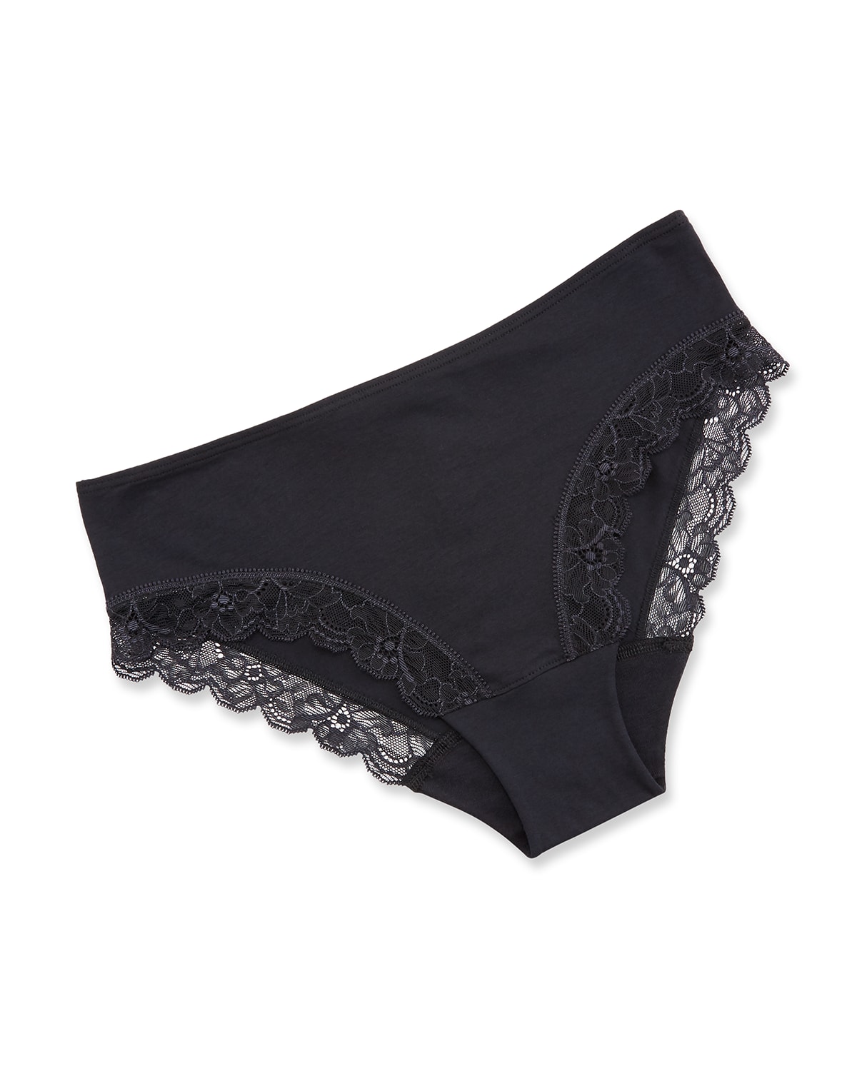Hanro Cotton Lace Hi-cut Brief In Black