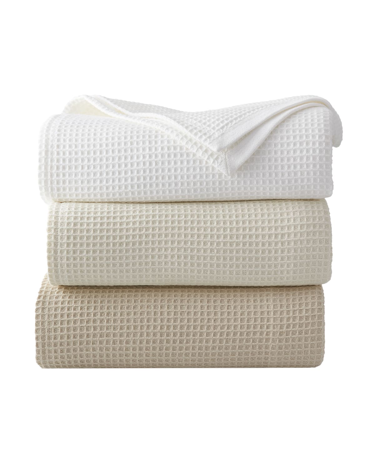 Sferra Kingston Full/queen Waffleweave Blanket, 100" X 100" In White