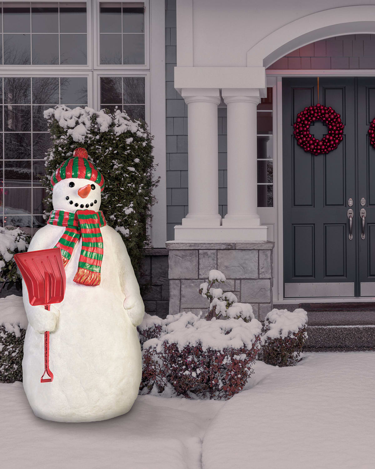 Live Form Snowman with Snow Shovel Outdoor Christmas Decoration, 31"