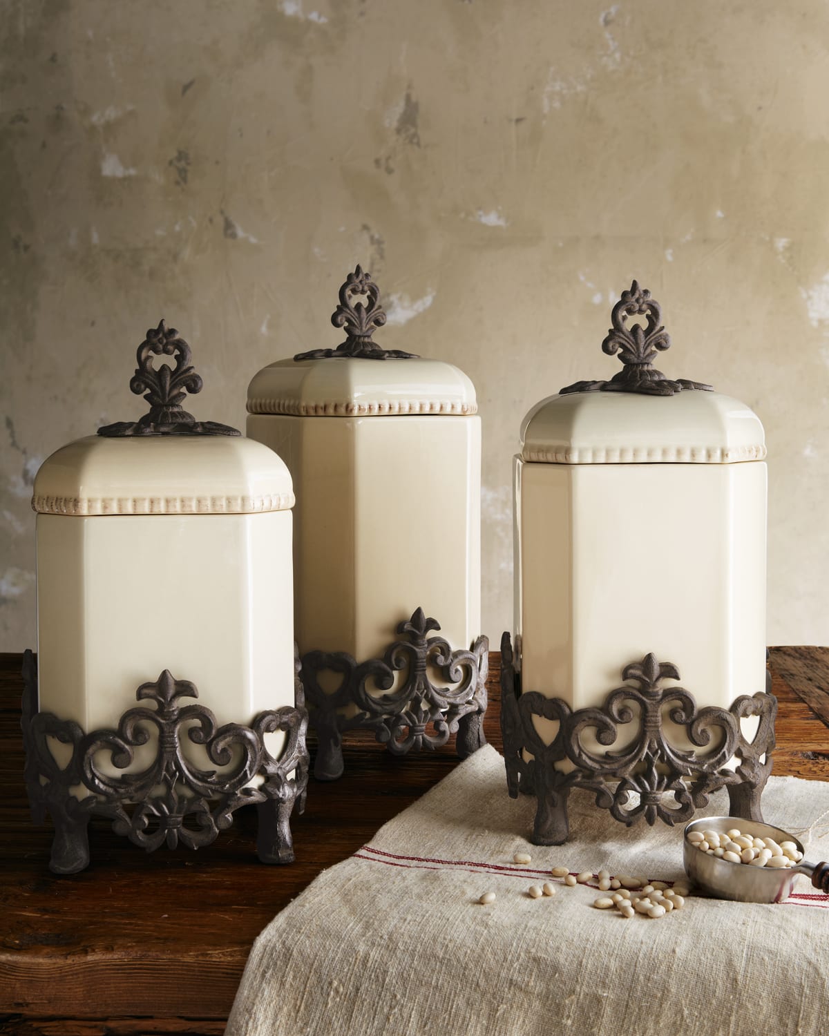 G G Collection Small Canister In Cream
