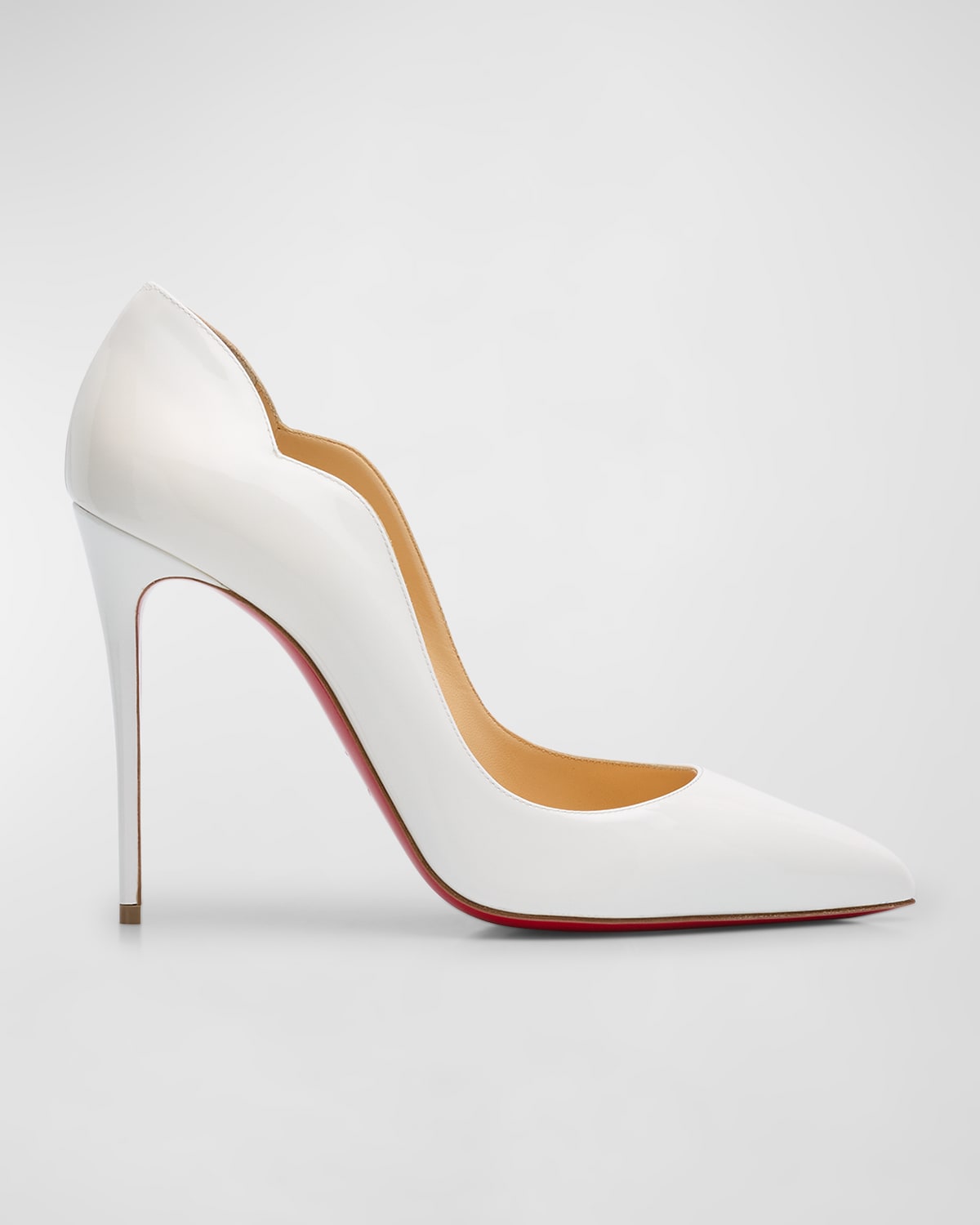 Shop Christian Louboutin Hot Chick 100 Patent Red Sole High-heel Pumps In White