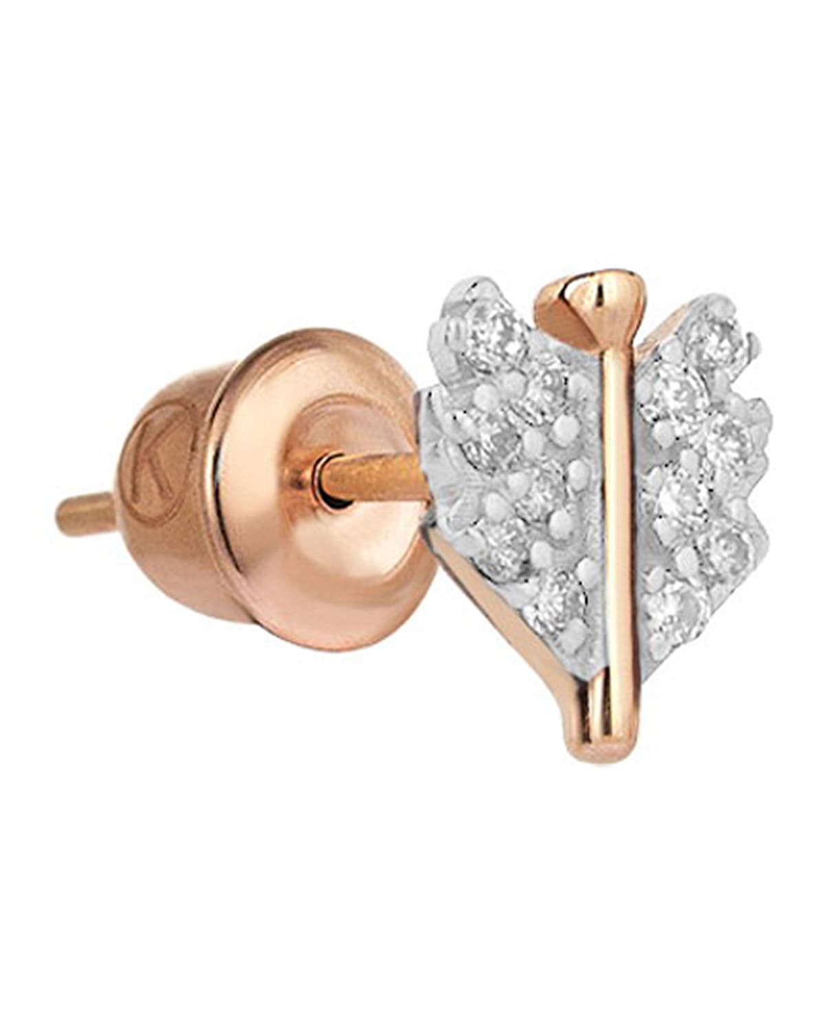 14k Rose Gold Mini Quill Earring (Single),White