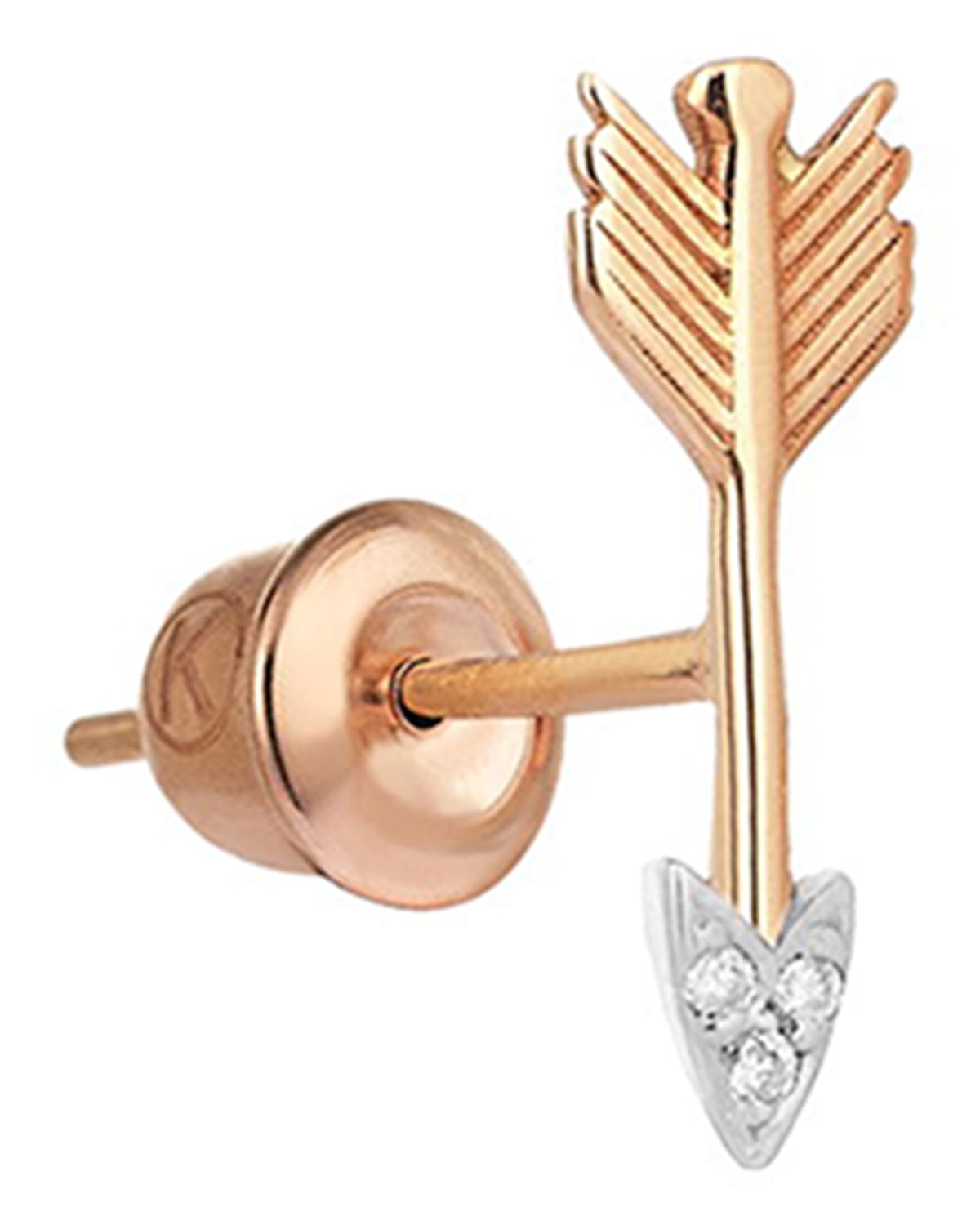 14k Rose Gold & Diamond Sagita Stud Earring (Single)
