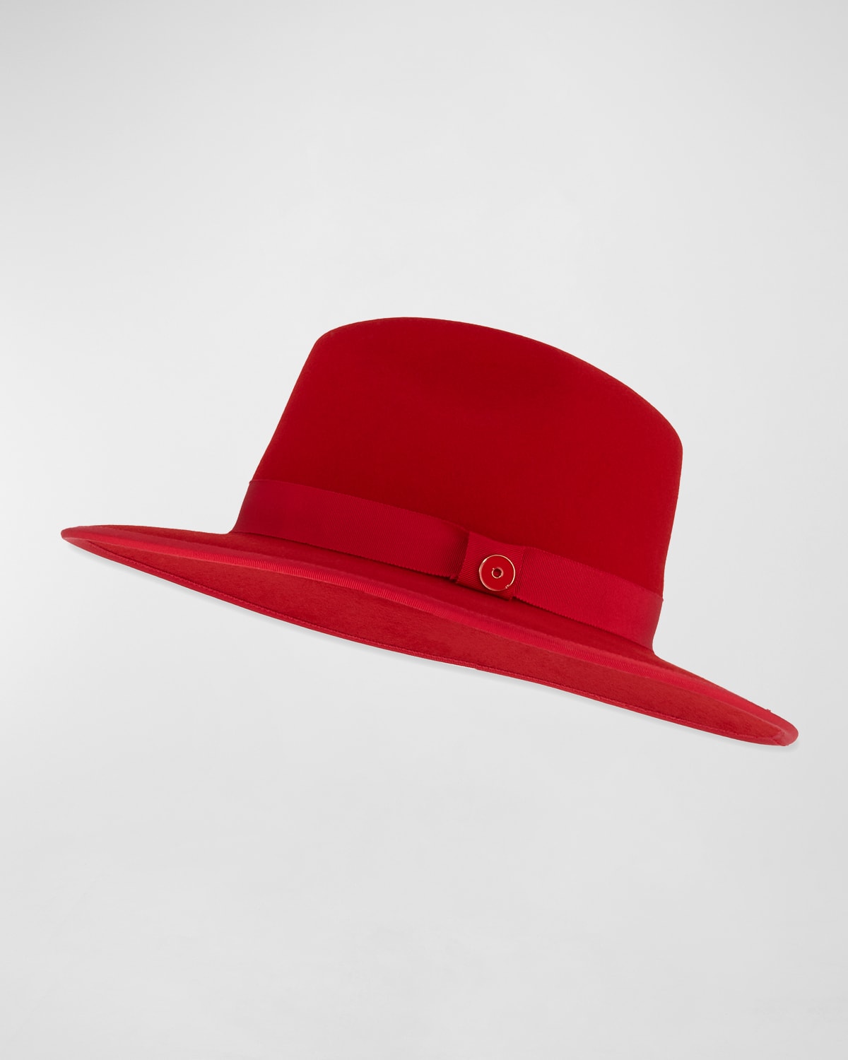 Keith James Queen Red-Brim Wool Fedora Hat, Rose