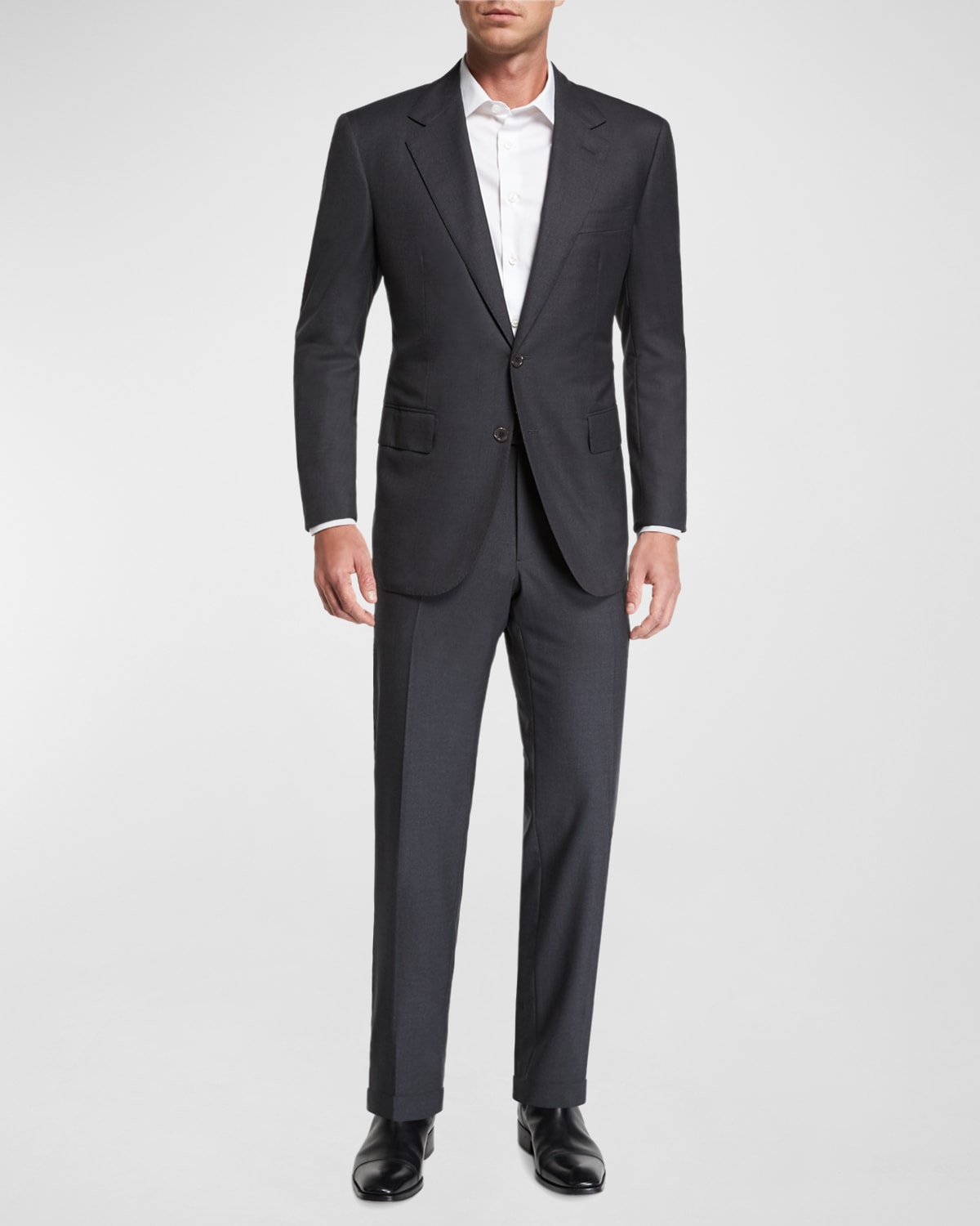 Men's Two-Piece Solid Wool Suit