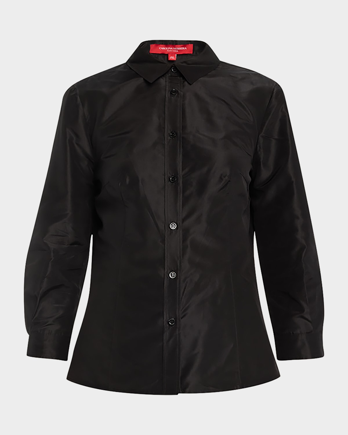 Shop Carolina Herrera Taffeta Button-front Shirt In Black