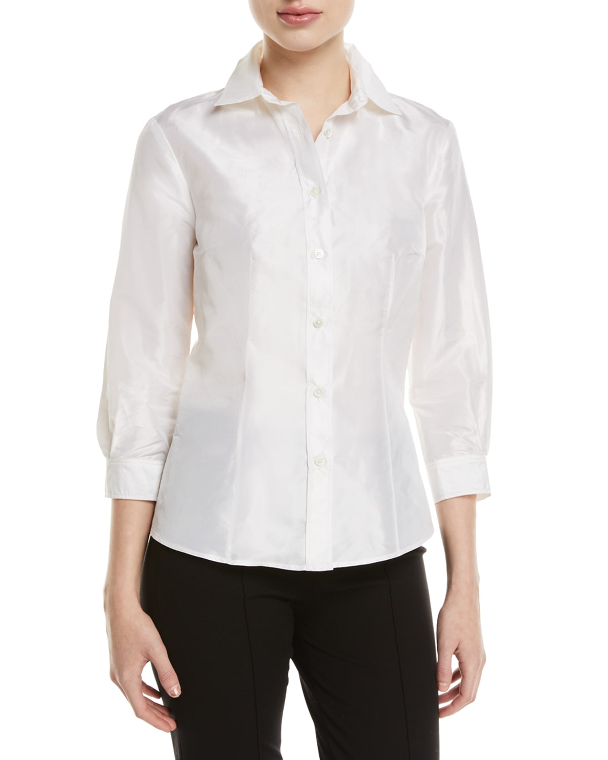Shop Carolina Herrera Taffeta Button-front Shirt In White