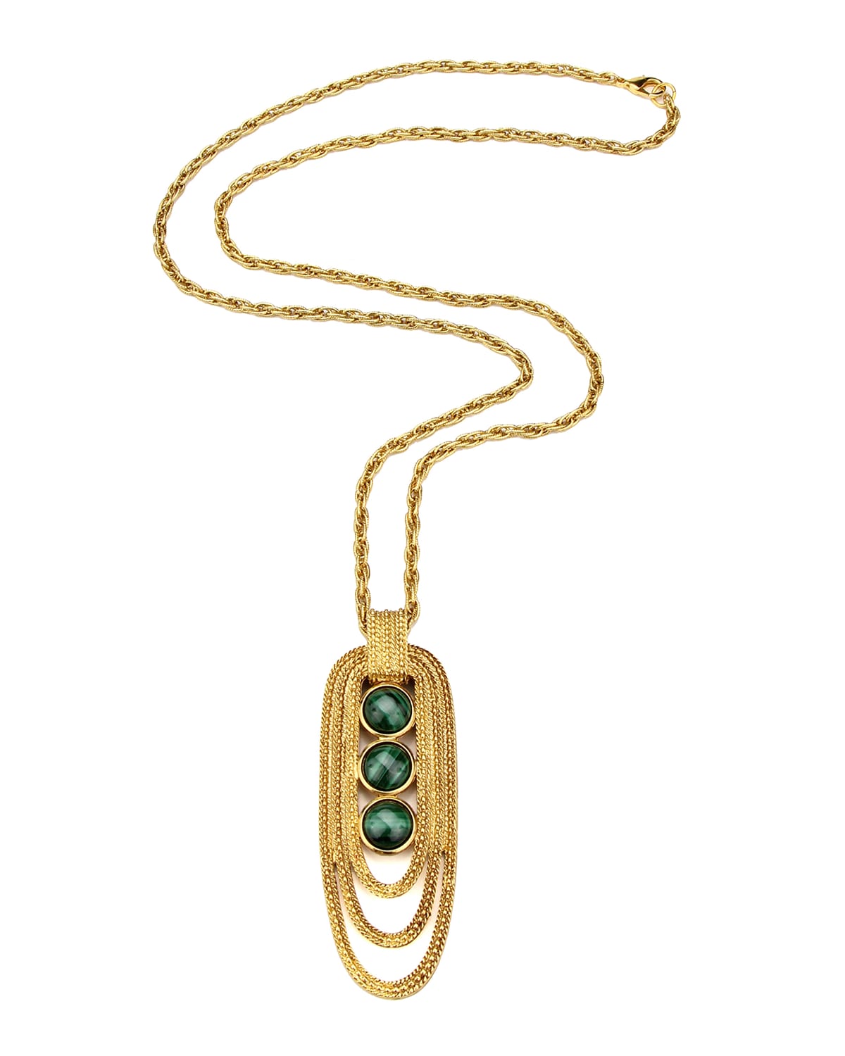 Ben-amun Triple-malachite Pendant Necklace