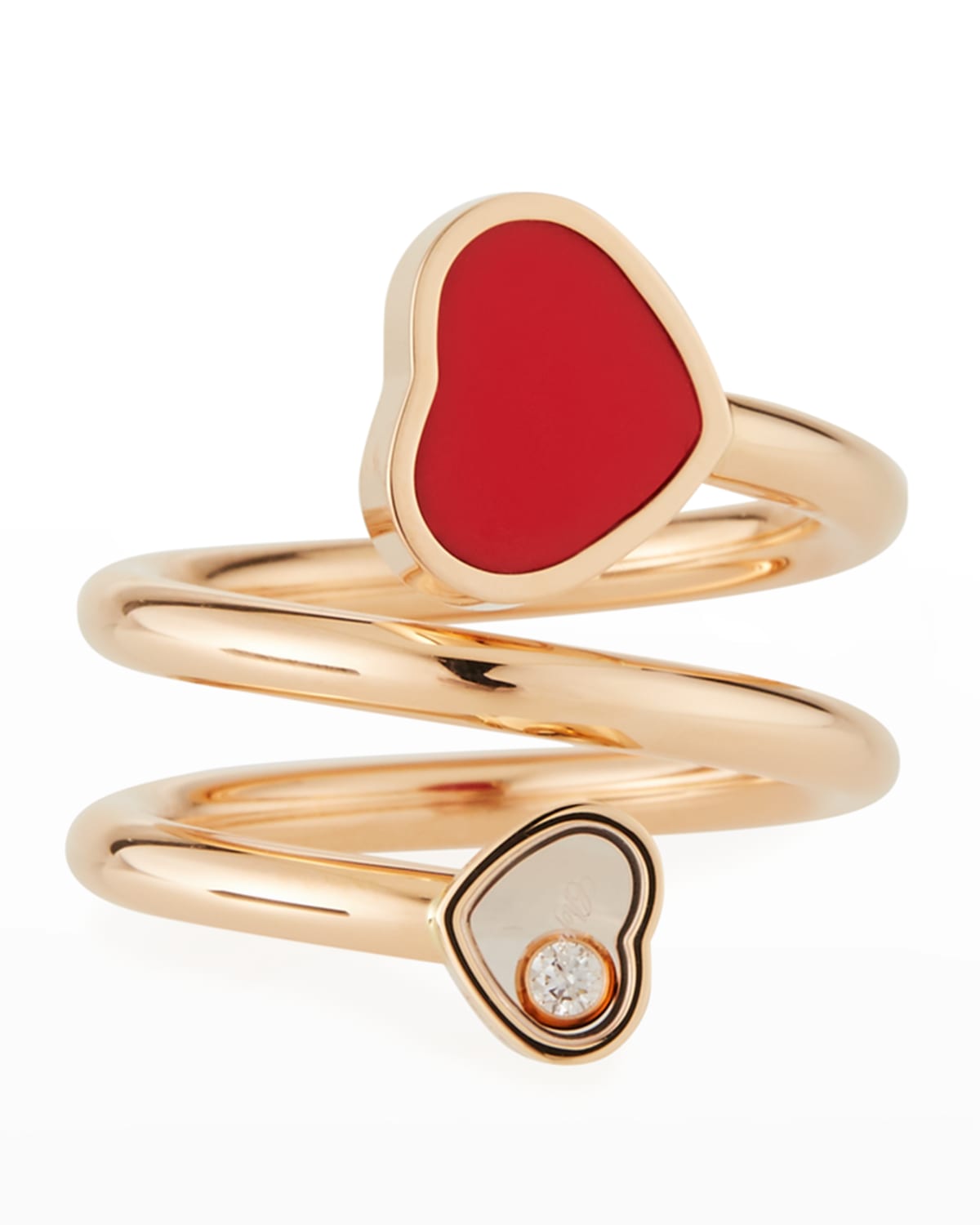 Chopard Happy Hearts Carnelian 1-Diamond Coil Ring, Size 52/53
