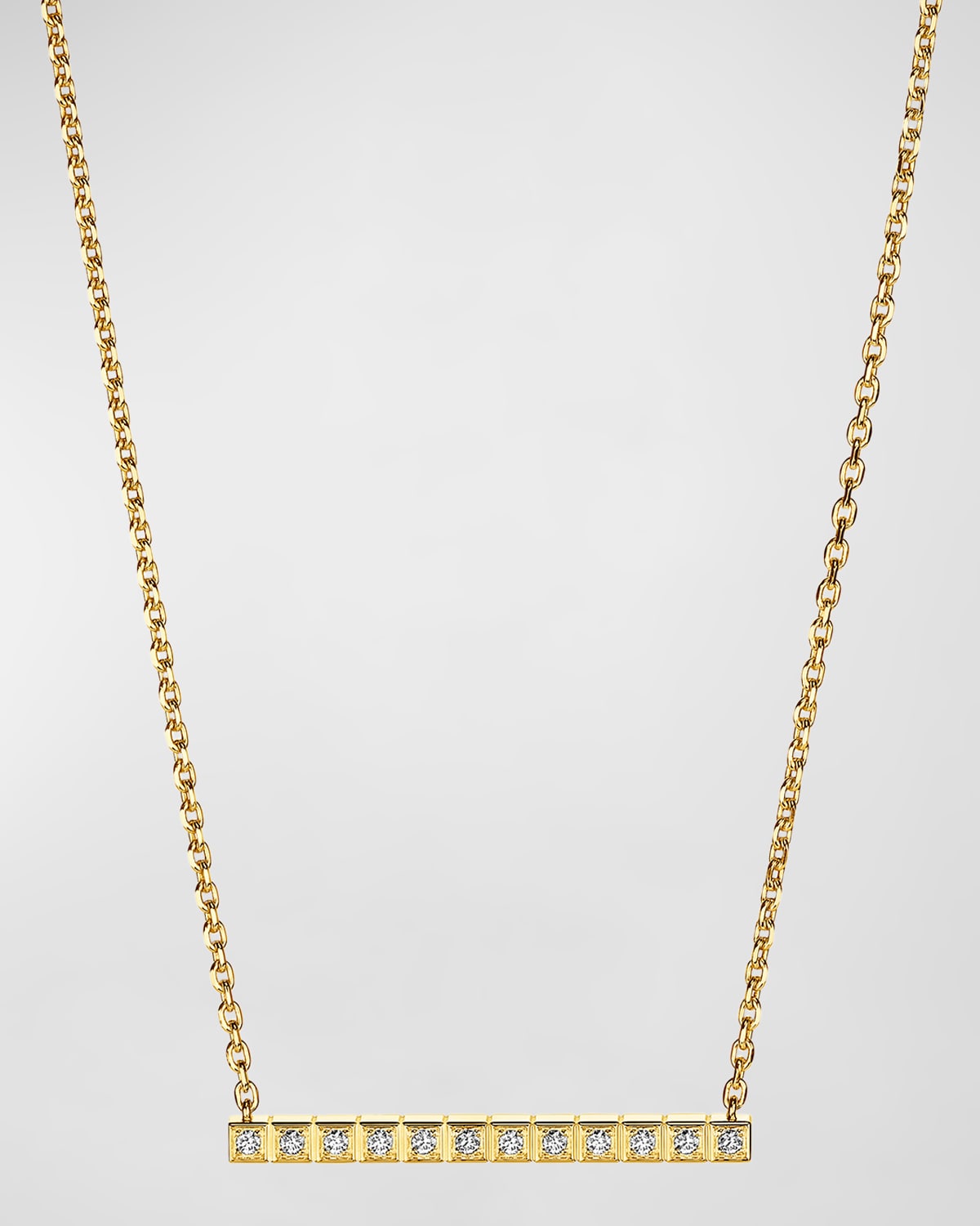 18k Ice Cube Diamond Bar Necklace, Size 15.5"