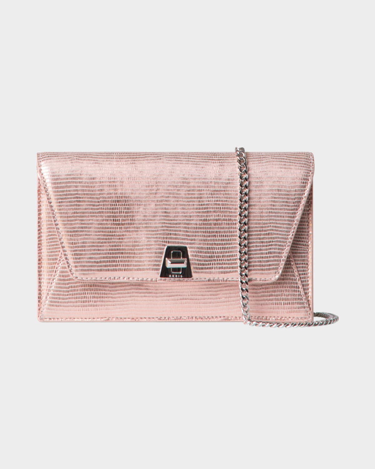 AKRIS ANOUK LIZARD-PRINT CLUTCH BAG W/ CHAIN 